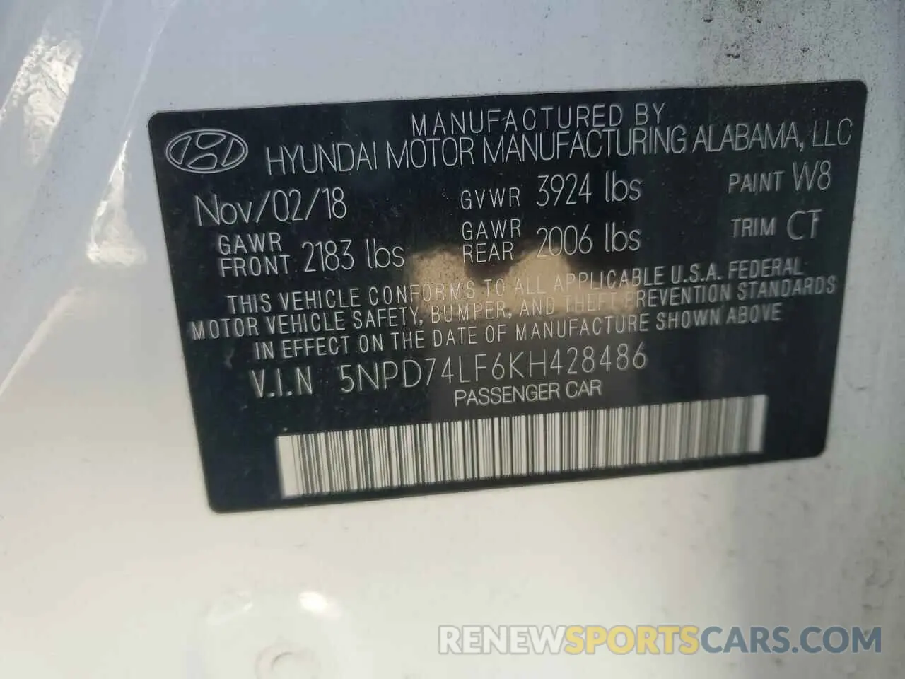 13 Photograph of a damaged car 5NPD74LF6KH428486 HYUNDAI ELANTRA 2019