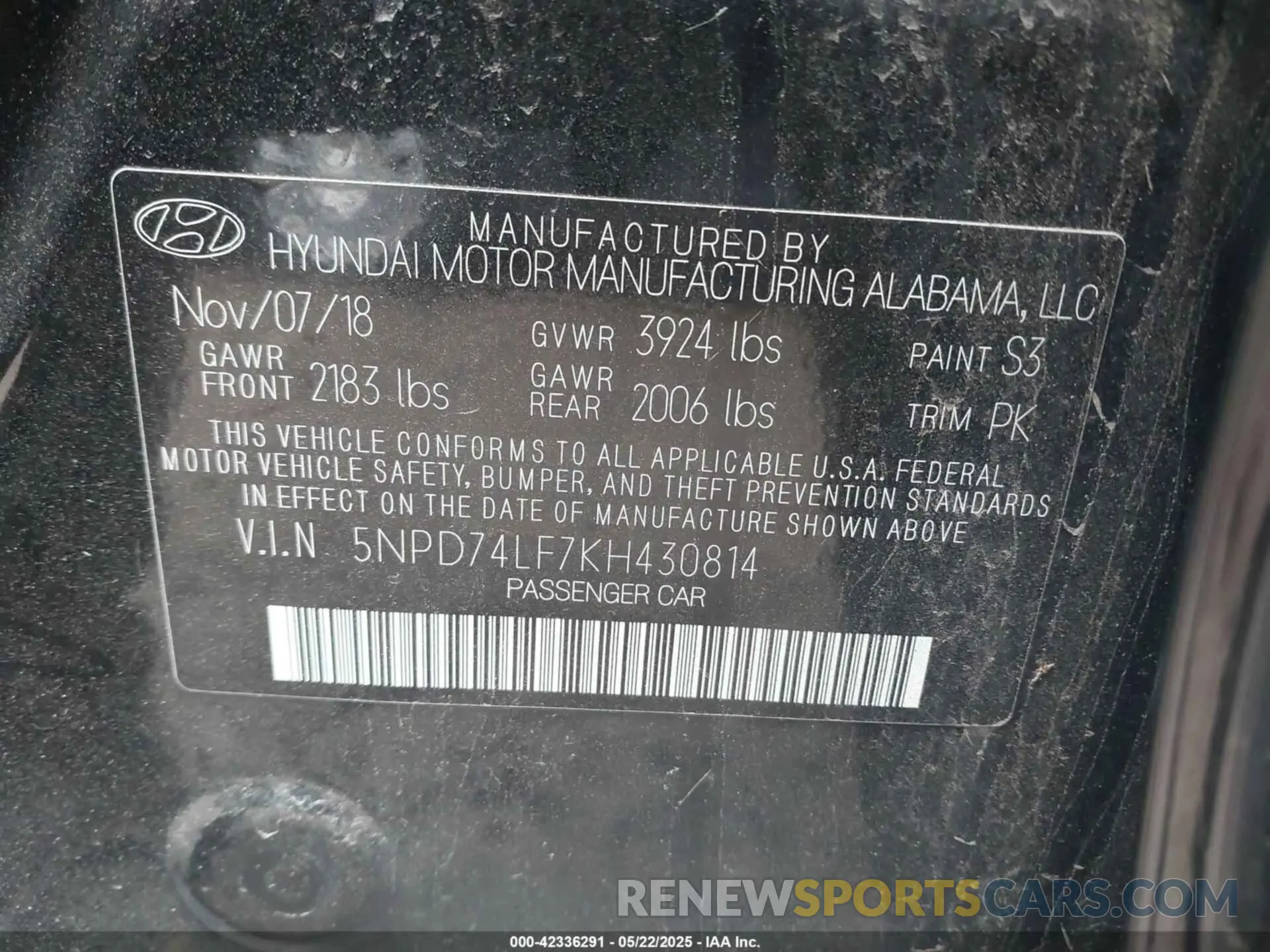 9 Photograph of a damaged car 5NPD74LF7KH430814 HYUNDAI ELANTRA 2019