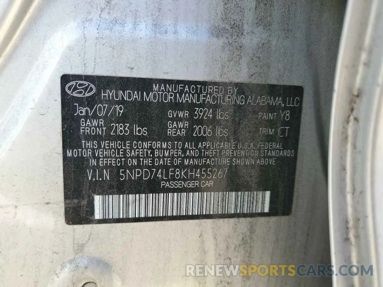 13 Photograph of a damaged car 5NPD74LF8KH455267 HYUNDAI ELANTRA 2019