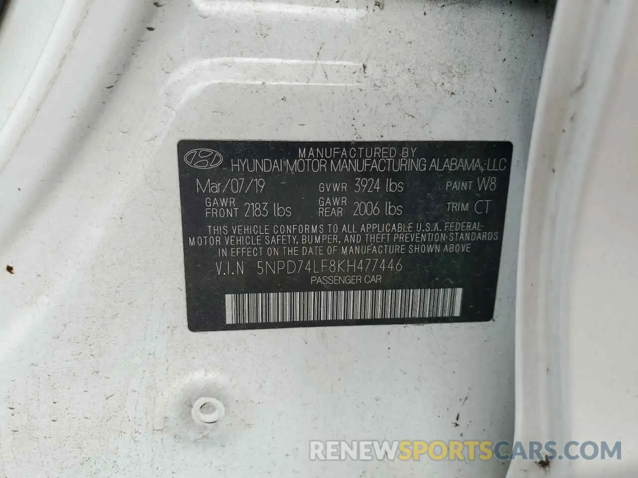 15 Photograph of a damaged car 5NPD74LF8KH477446 HYUNDAI ELANTRA 2019