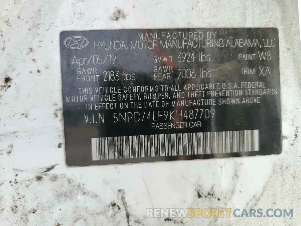 14 Photograph of a damaged car 5NPD74LF9KH487709 HYUNDAI ELANTRA 2019