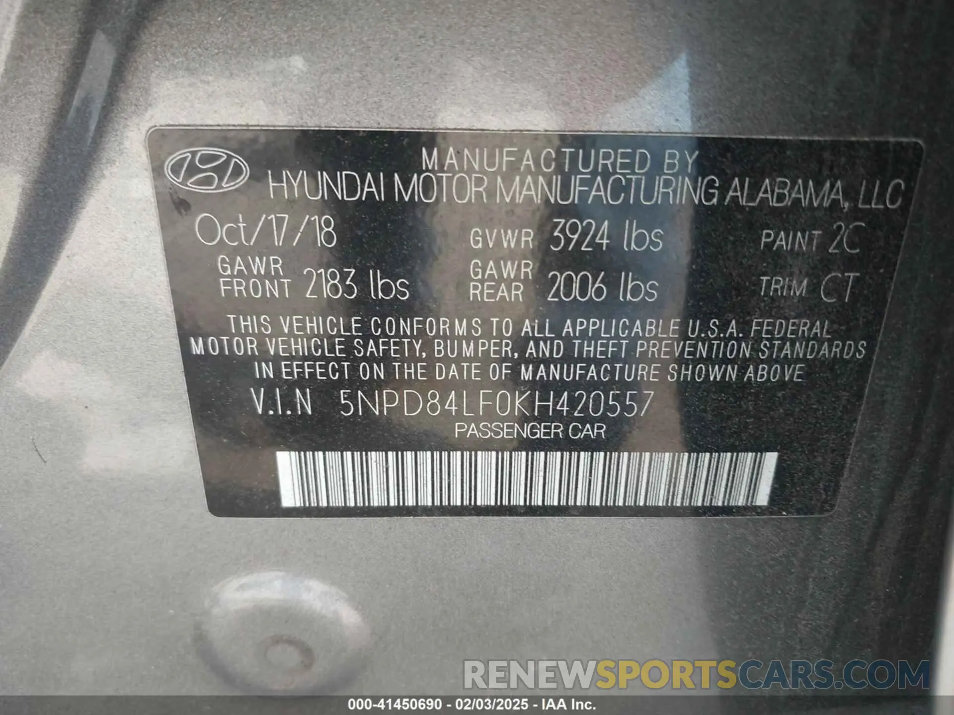 9 Фотография поврежденного автомобиля 5NPD84LF0KH420557 HYUNDAI ELANTRA 2019