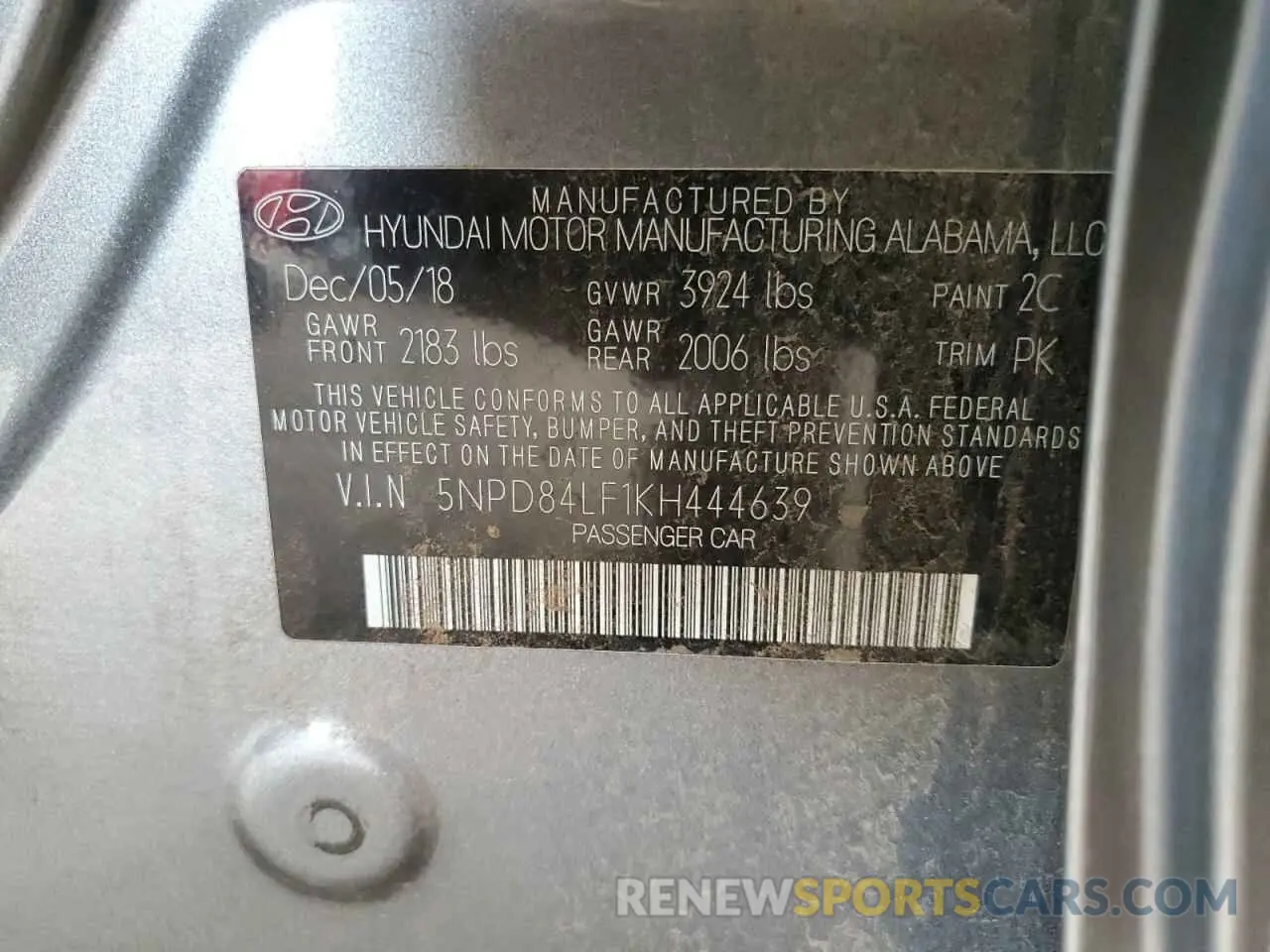 14 Фотография поврежденного автомобиля 5NPD84LF1KH444639 HYUNDAI ELANTRA 2019