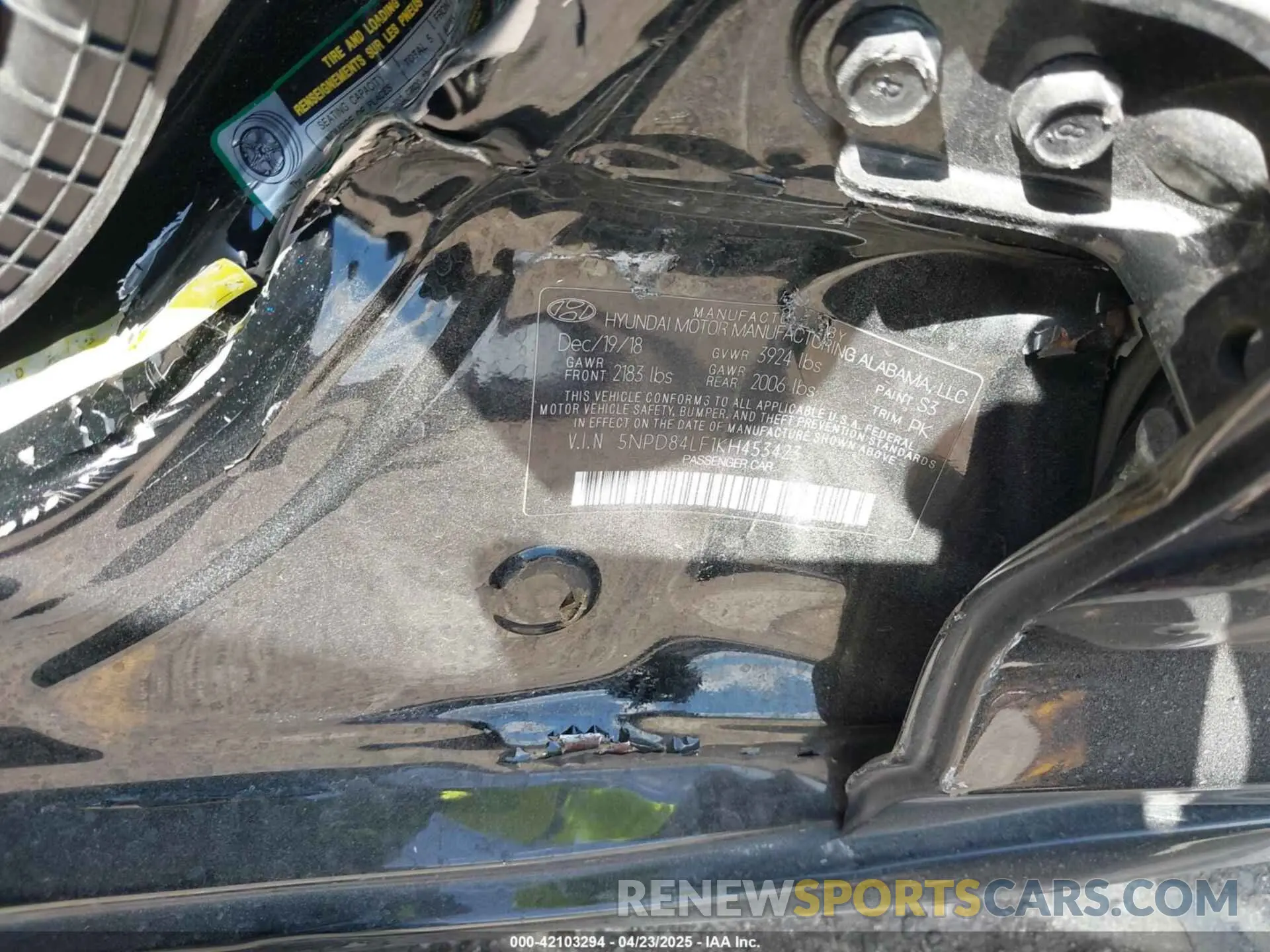 9 Фотография поврежденного автомобиля 5NPD84LF1KH453423 HYUNDAI ELANTRA 2019