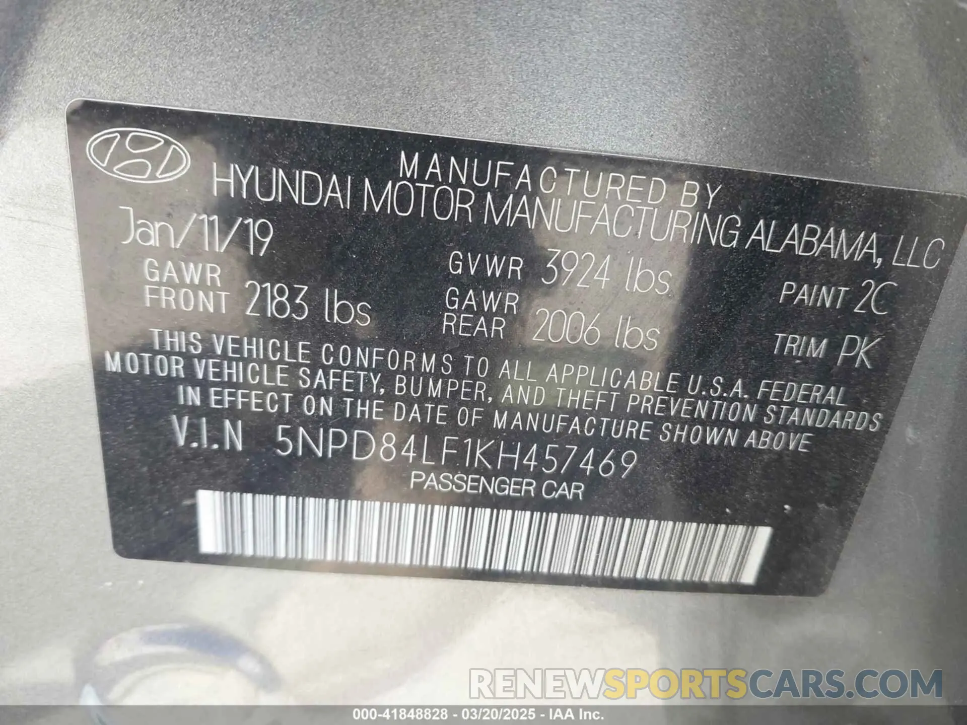 9 Фотография поврежденного автомобиля 5NPD84LF1KH457469 HYUNDAI ELANTRA 2019