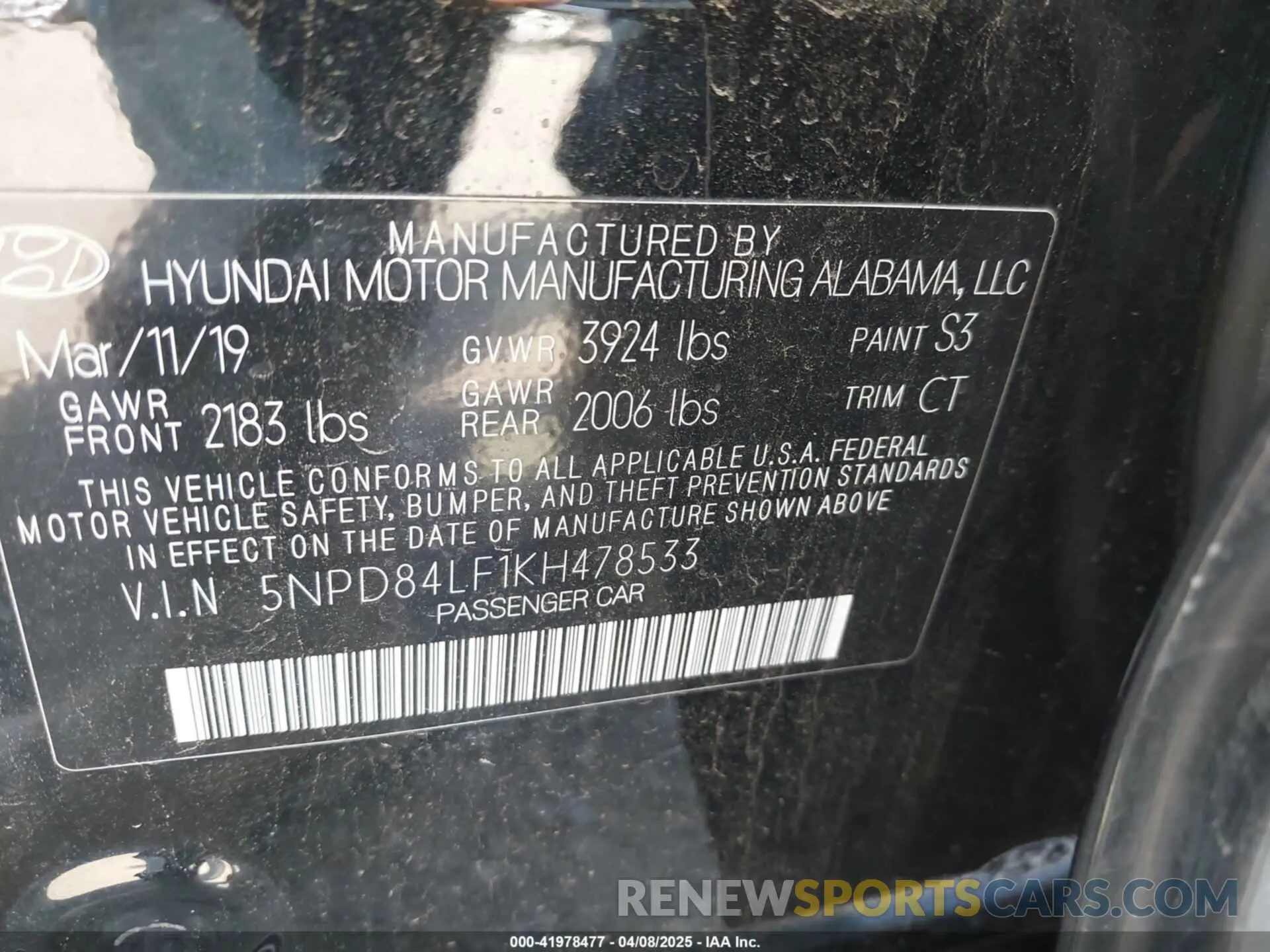 9 Photograph of a damaged car 5NPD84LF1KH478533 HYUNDAI ELANTRA 2019