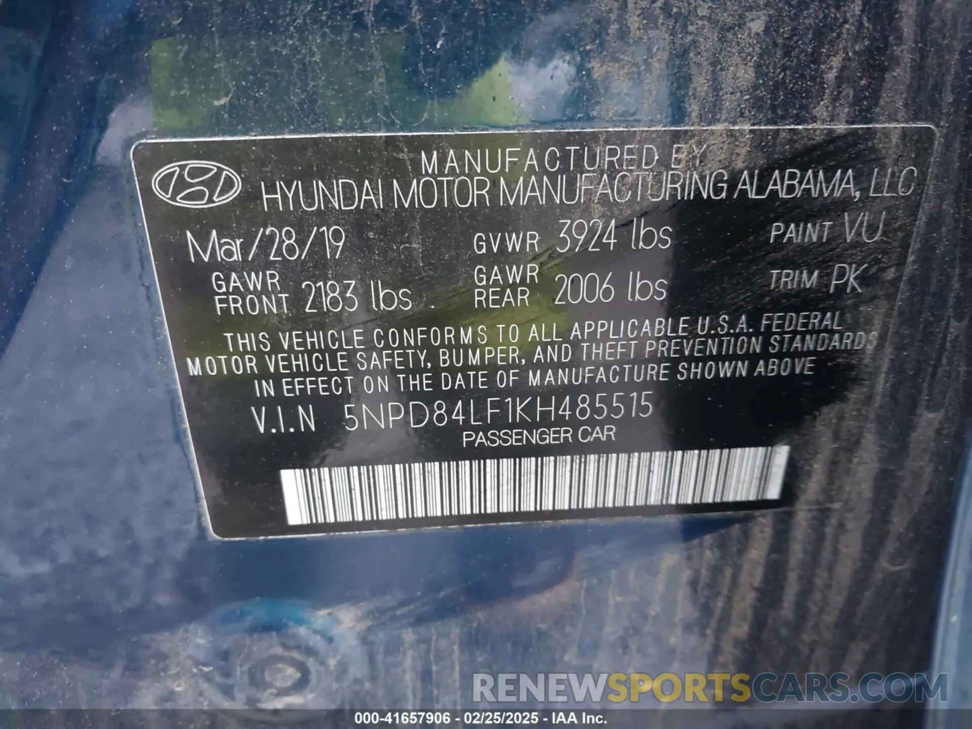 9 Фотография поврежденного автомобиля 5NPD84LF1KH485515 HYUNDAI ELANTRA 2019