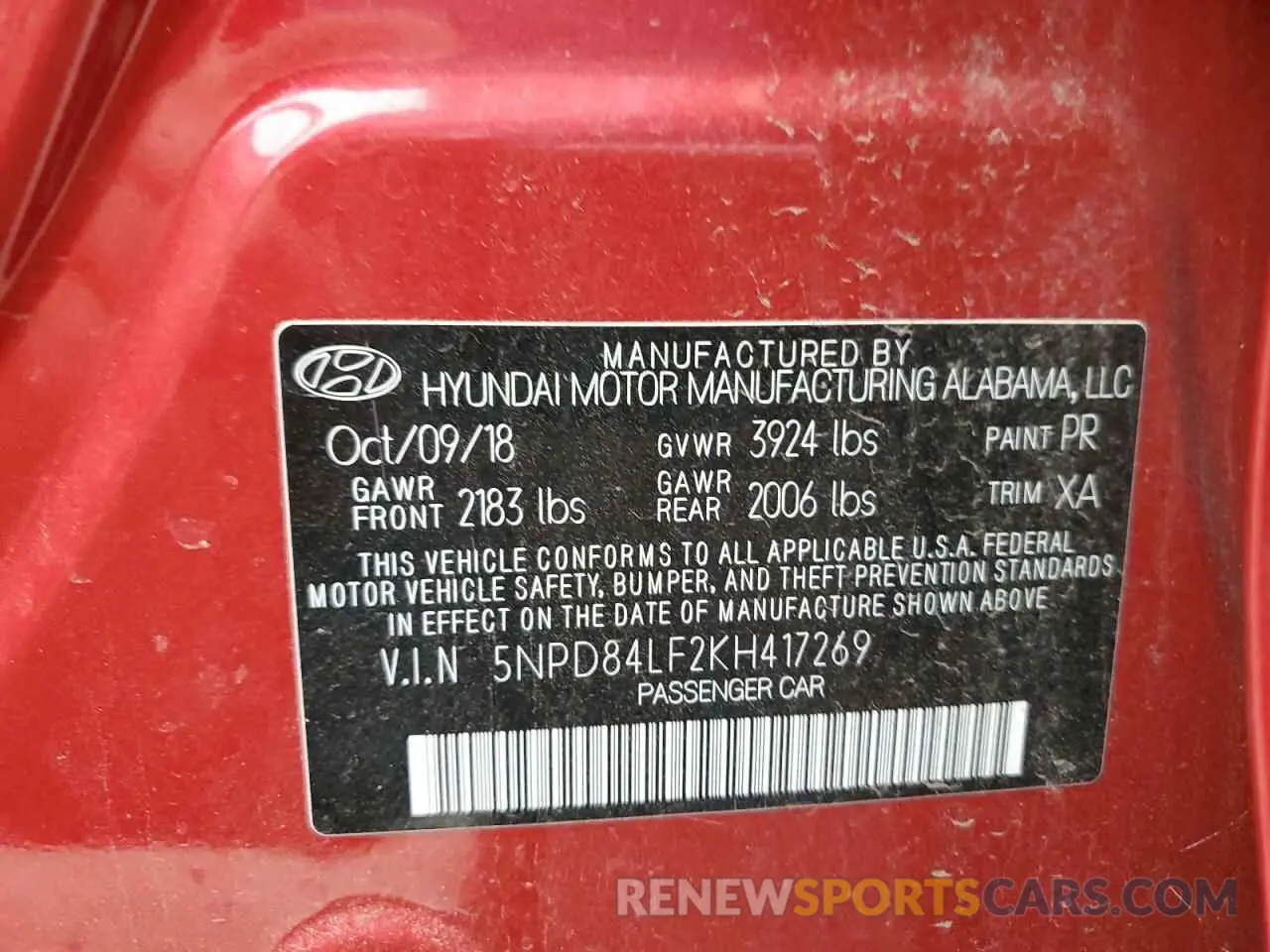 12 Photograph of a damaged car 5NPD84LF2KH417269 HYUNDAI ELANTRA 2019