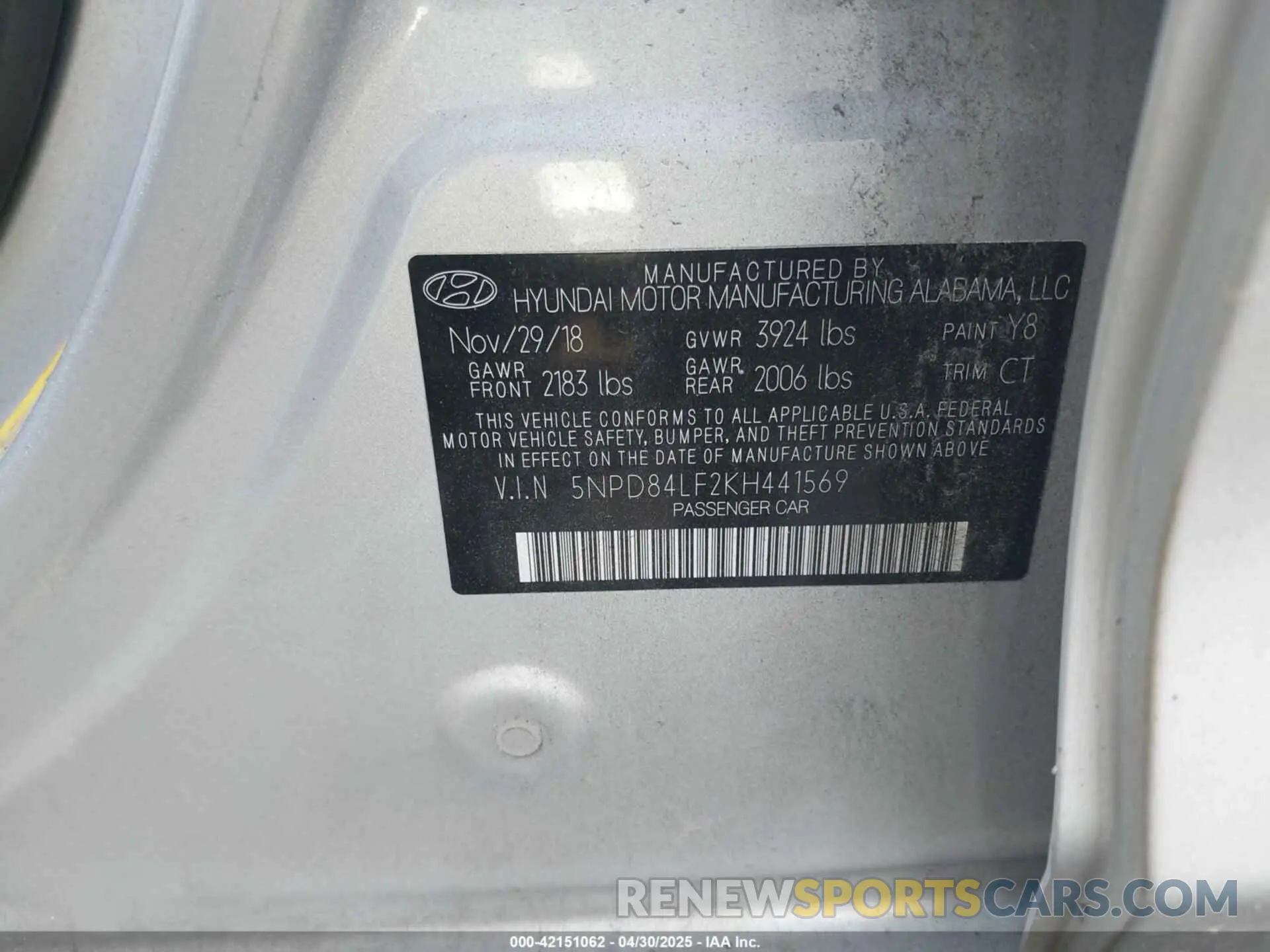 9 Фотография поврежденного автомобиля 5NPD84LF2KH441569 HYUNDAI ELANTRA 2019