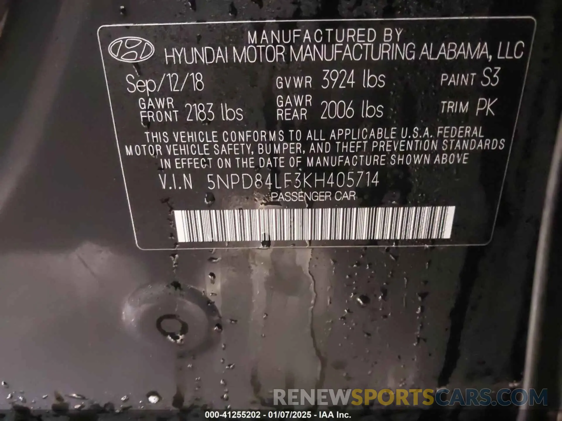 9 Фотография поврежденного автомобиля 5NPD84LF3KH405714 HYUNDAI ELANTRA 2019