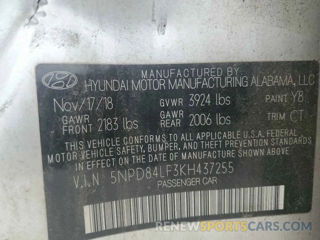 12 Фотография поврежденного автомобиля 5NPD84LF3KH437255 HYUNDAI ELANTRA 2019