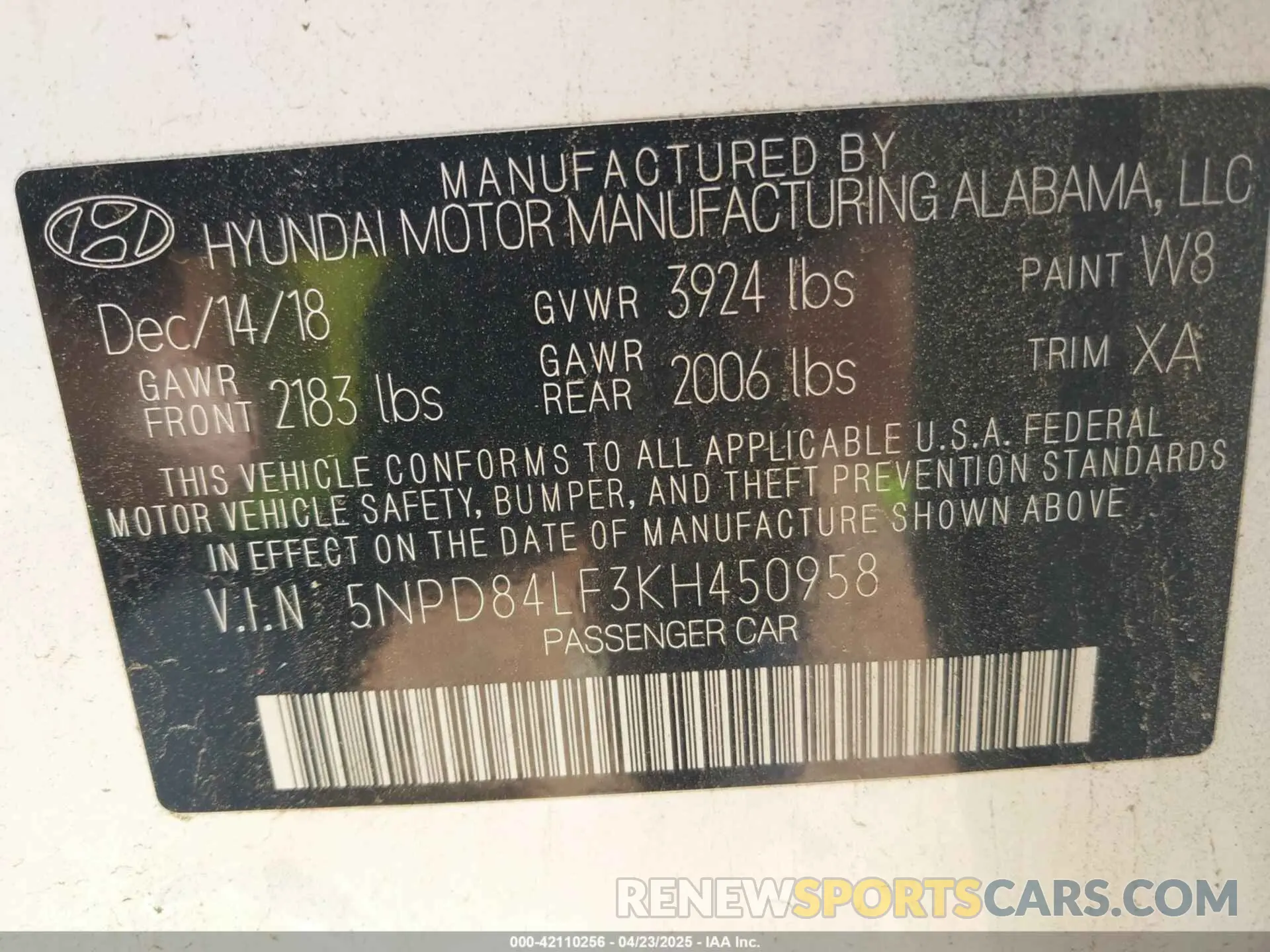 9 Фотография поврежденного автомобиля 5NPD84LF3KH450958 HYUNDAI ELANTRA 2019