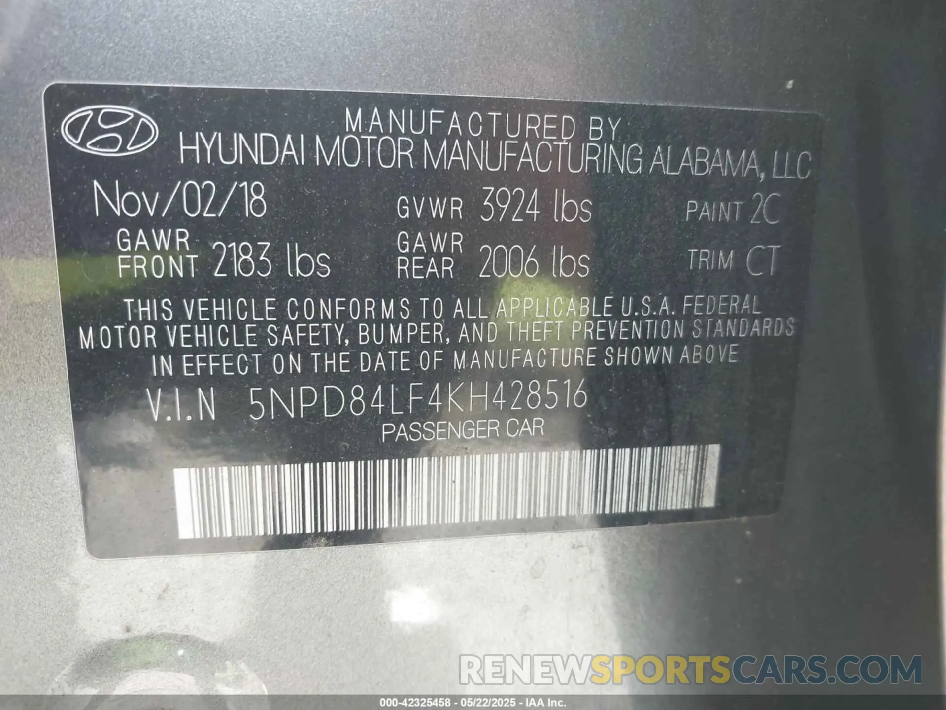 9 Фотография поврежденного автомобиля 5NPD84LF4KH428516 HYUNDAI ELANTRA 2019