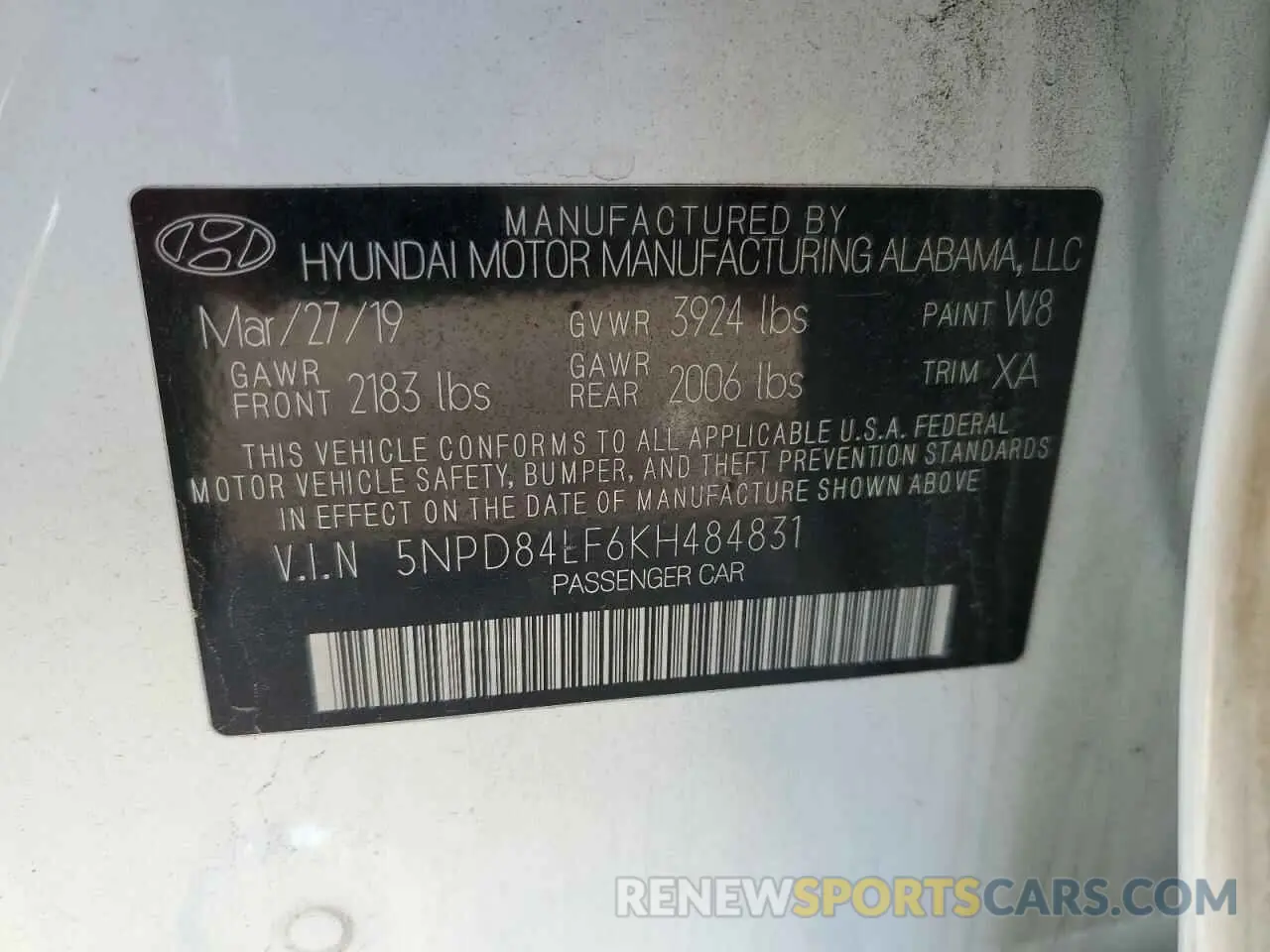 13 Фотография поврежденного автомобиля 5NPD84LF6KH484831 HYUNDAI ELANTRA 2019