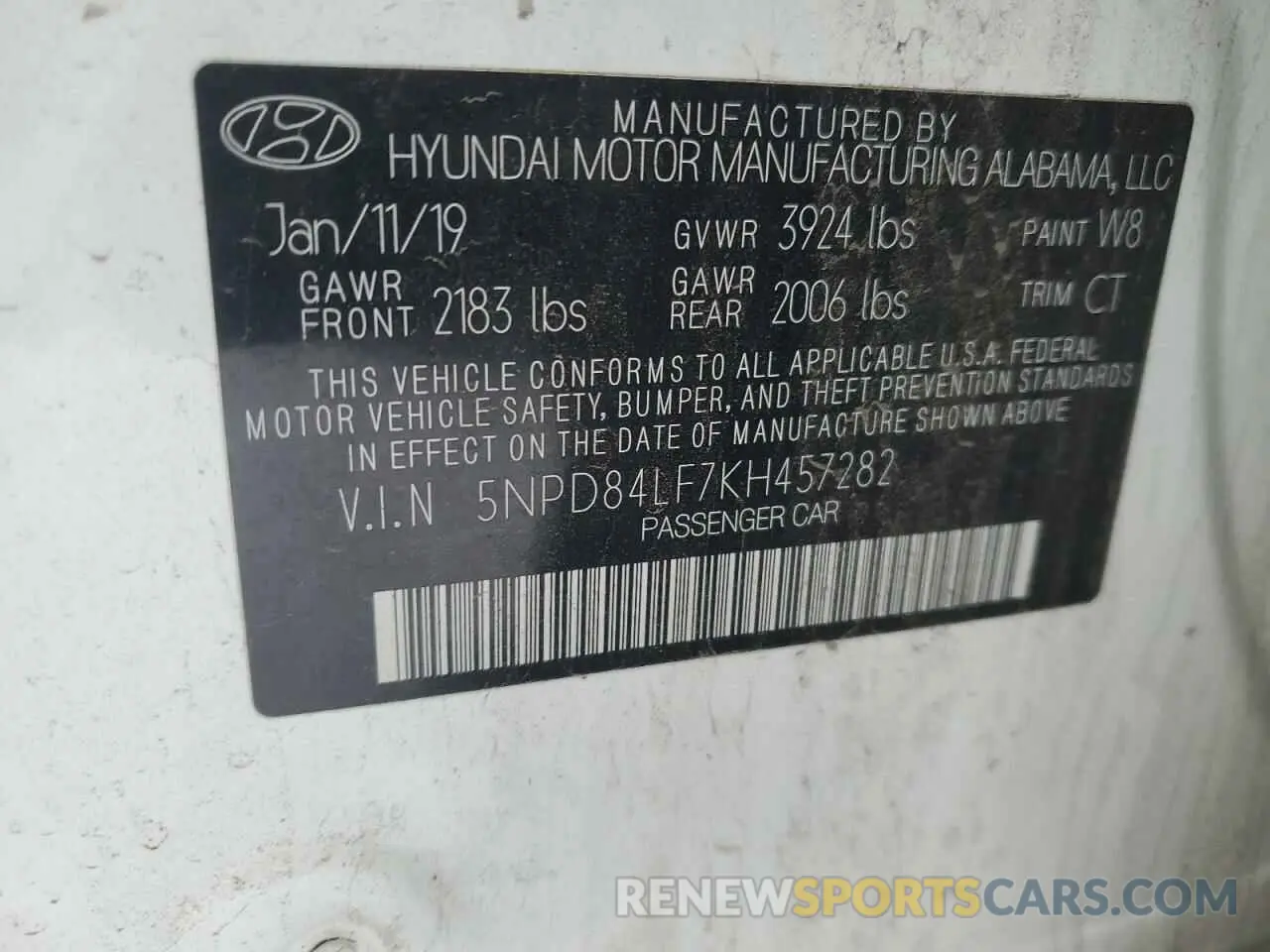 12 Фотография поврежденного автомобиля 5NPD84LF7KH457282 HYUNDAI ELANTRA 2019