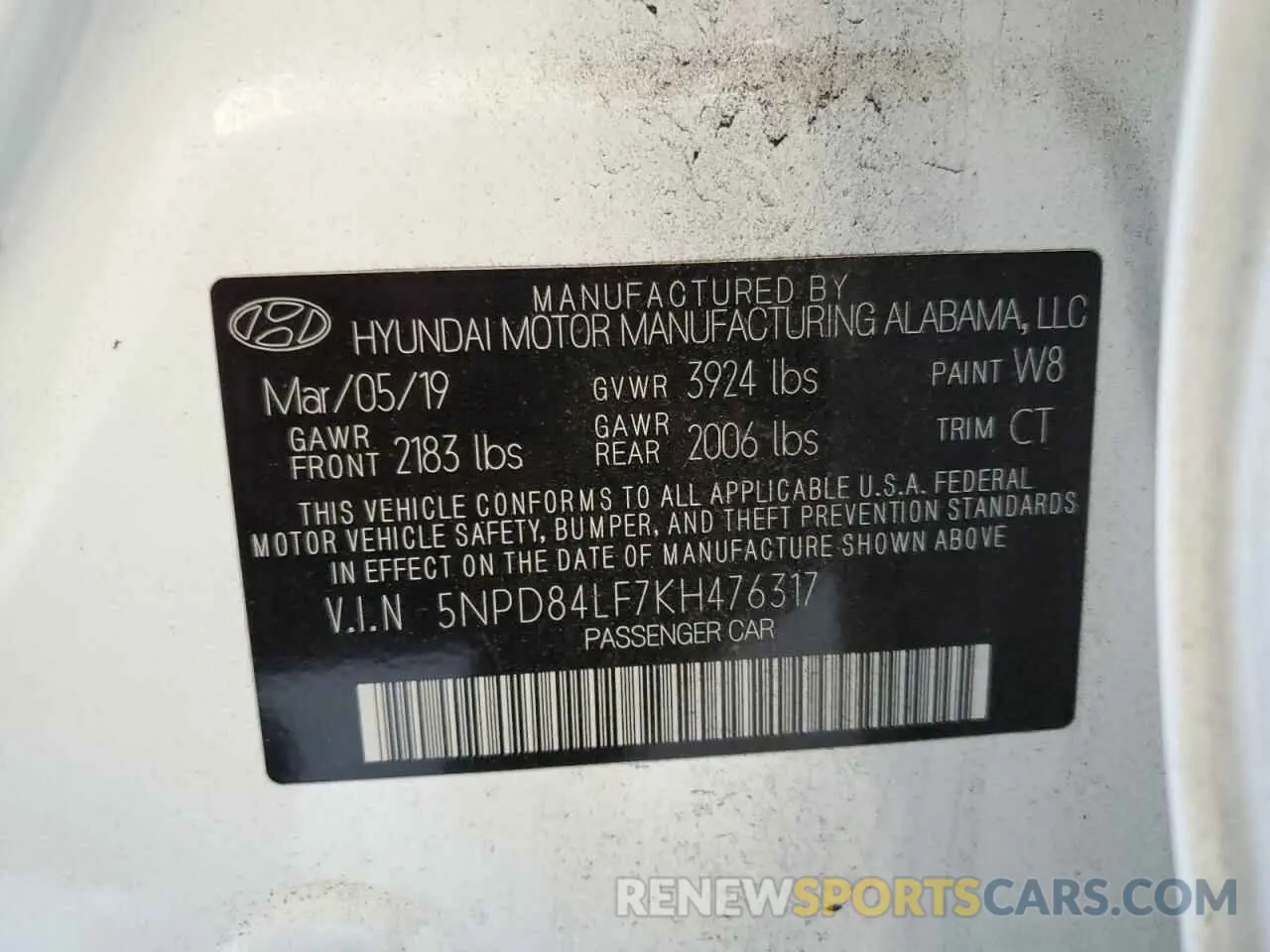 13 Photograph of a damaged car 5NPD84LF7KH476317 HYUNDAI ELANTRA 2019