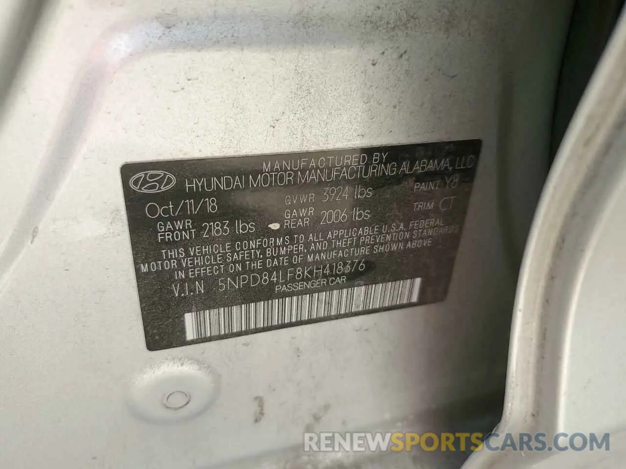 13 Photograph of a damaged car 5NPD84LF8KH418376 HYUNDAI ELANTRA 2019