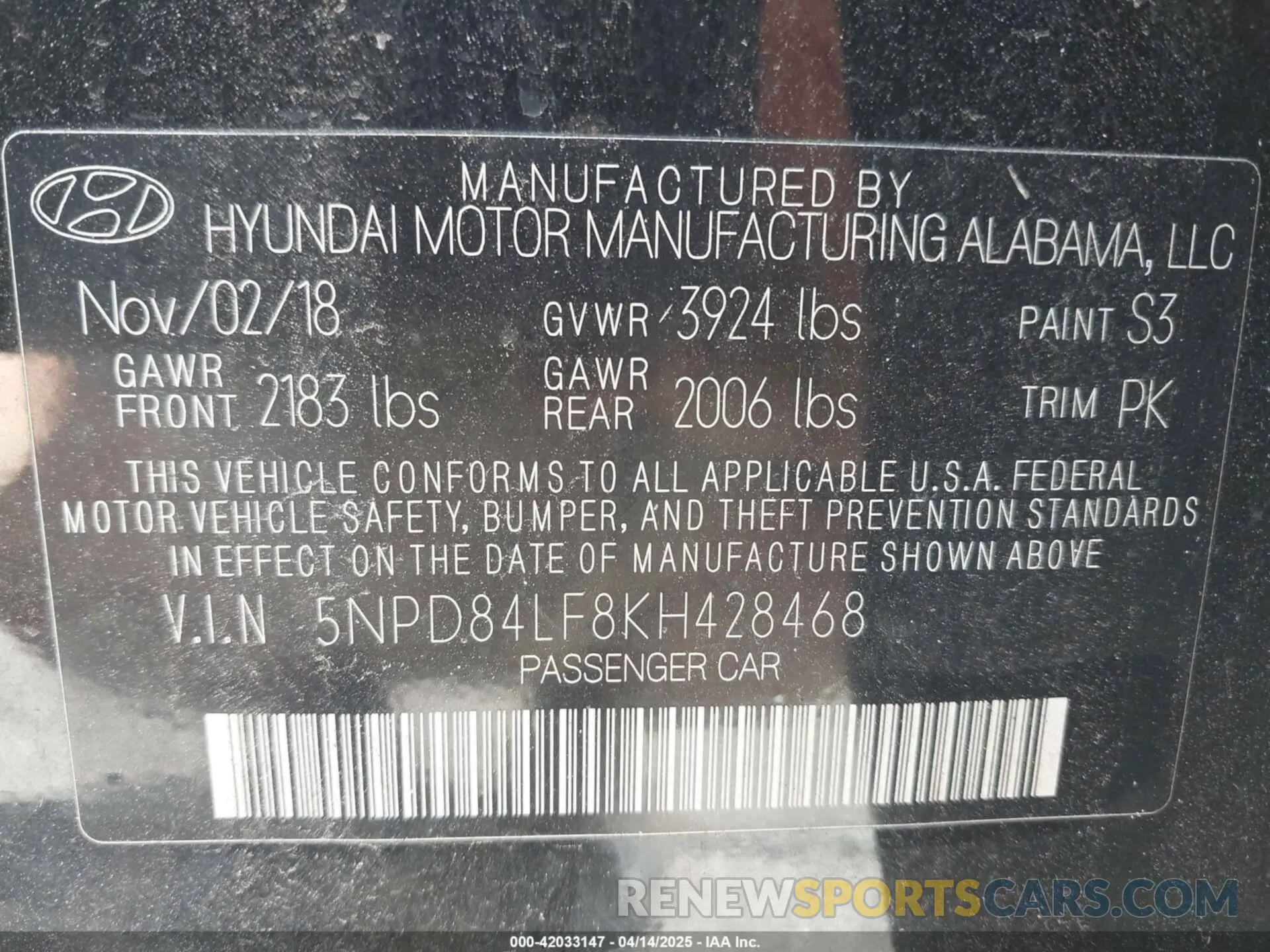 9 Photograph of a damaged car 5NPD84LF8KH428468 HYUNDAI ELANTRA 2019