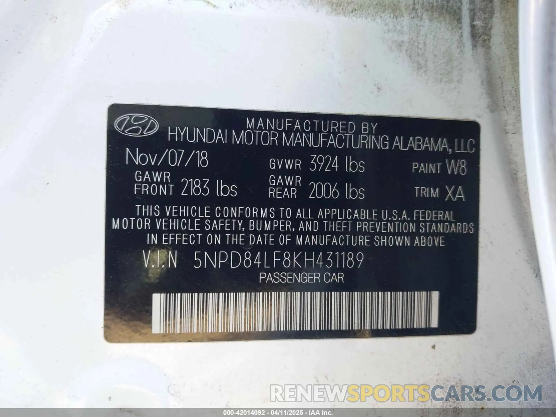 9 Photograph of a damaged car 5NPD84LF8KH431189 HYUNDAI ELANTRA 2019