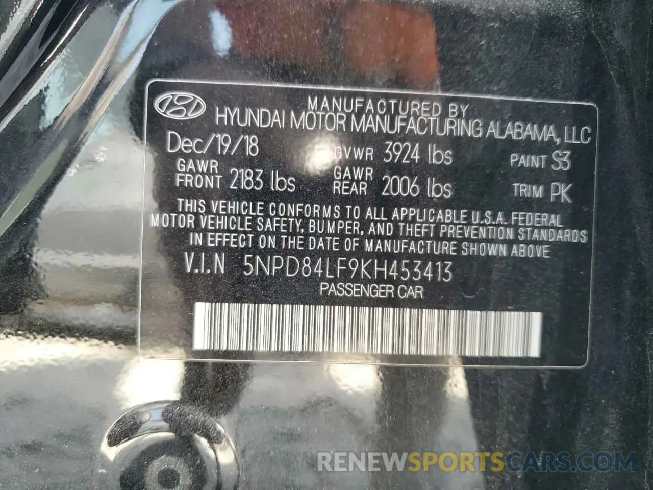 13 Фотография поврежденного автомобиля 5NPD84LF9KH453413 HYUNDAI ELANTRA 2019