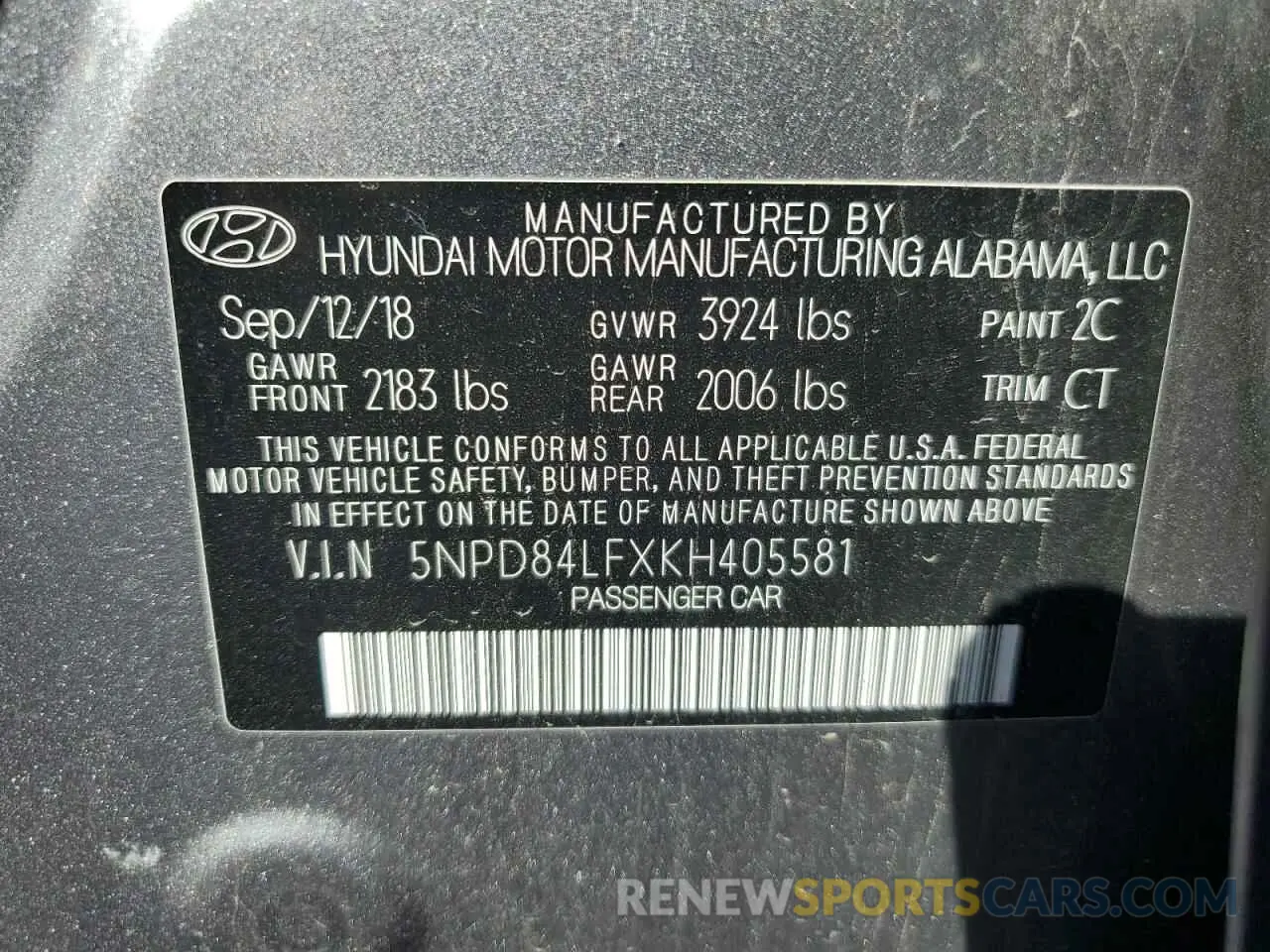 13 Photograph of a damaged car 5NPD84LFXKH405581 HYUNDAI ELANTRA 2019