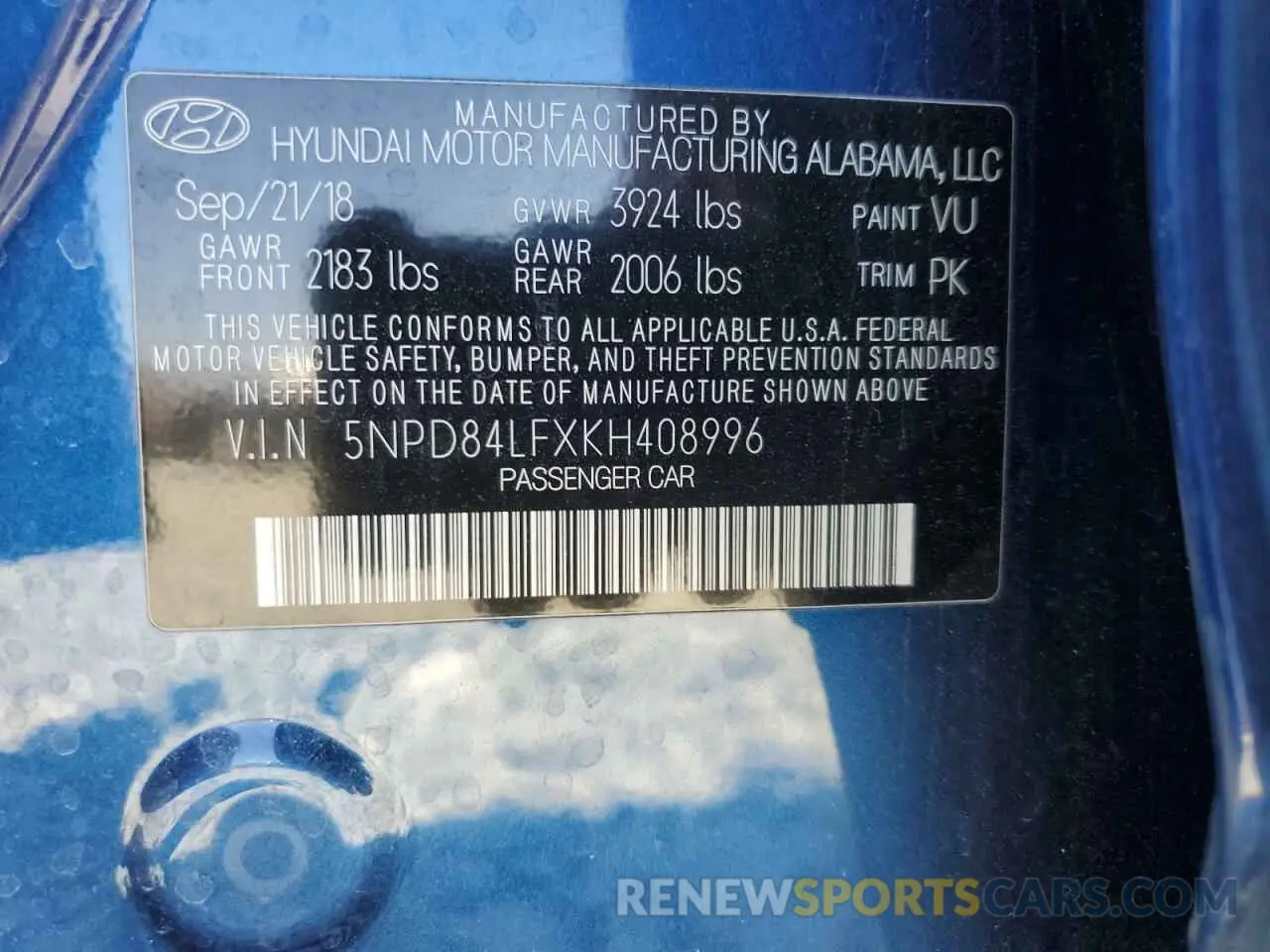 12 Фотография поврежденного автомобиля 5NPD84LFXKH408996 HYUNDAI ELANTRA 2019