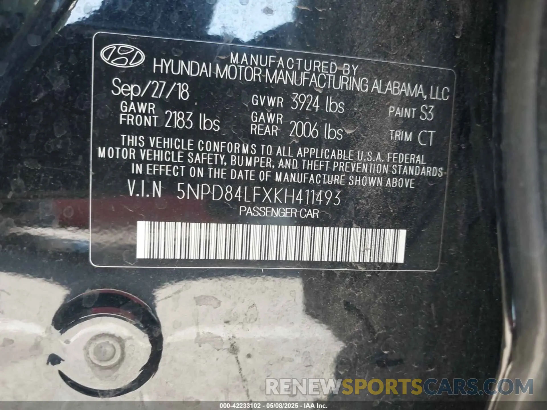 9 Фотография поврежденного автомобиля 5NPD84LFXKH411493 HYUNDAI ELANTRA 2019