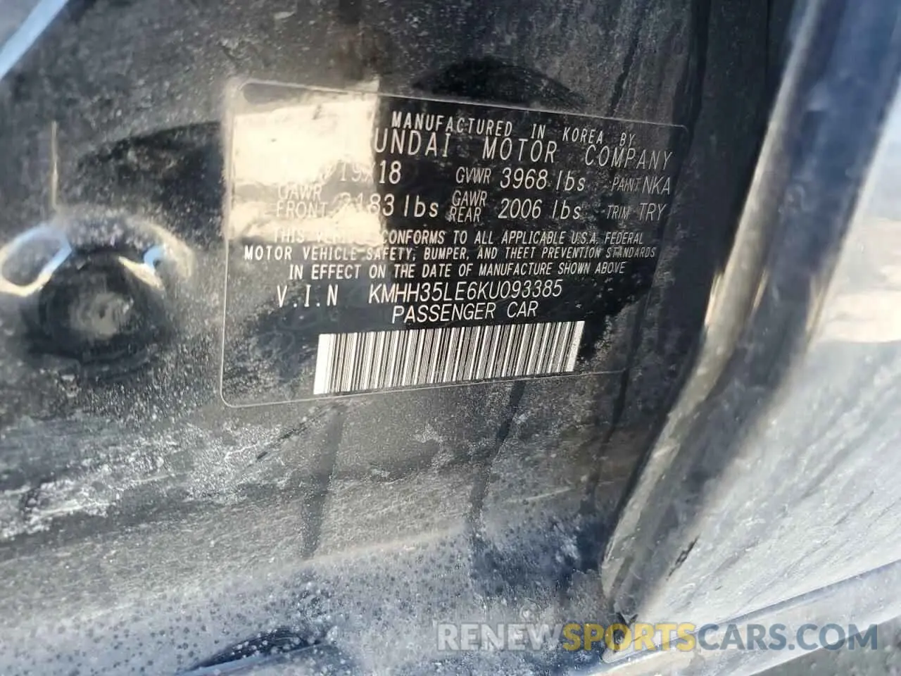 12 Photograph of a damaged car KMHH35LE6KU093385 HYUNDAI ELANTRA 2019