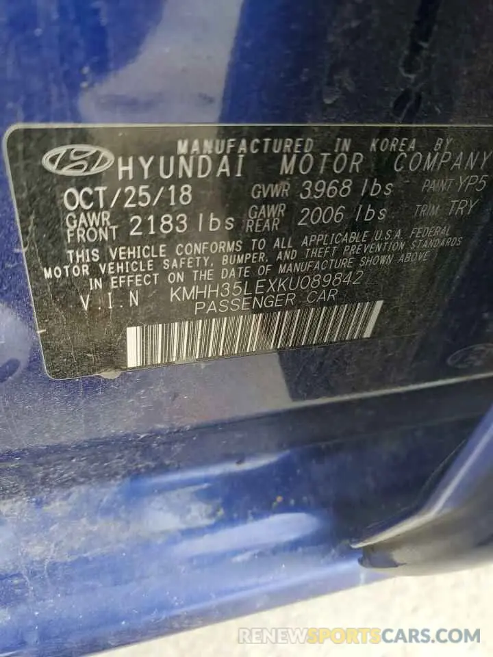 14 Фотография поврежденного автомобиля KMHH35LEXKU089842 HYUNDAI ELANTRA 2019