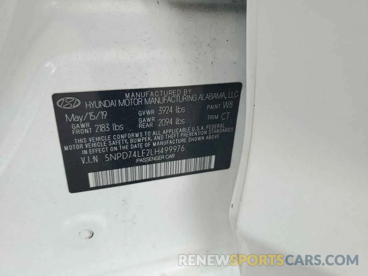 14 Фотография поврежденного автомобиля 5NPD74LF2LH499976 HYUNDAI ELANTRA 2020