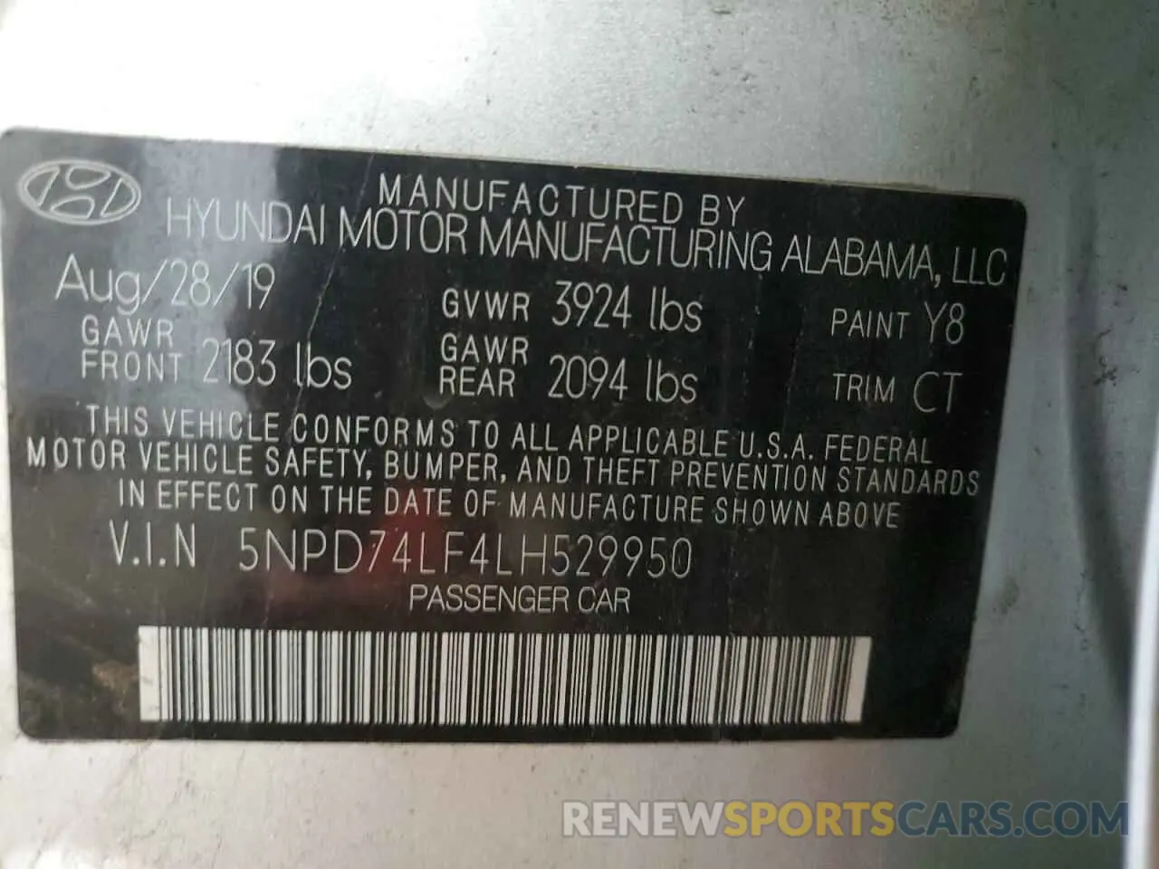 13 Photograph of a damaged car 5NPD74LF4LH529950 HYUNDAI ELANTRA 2020