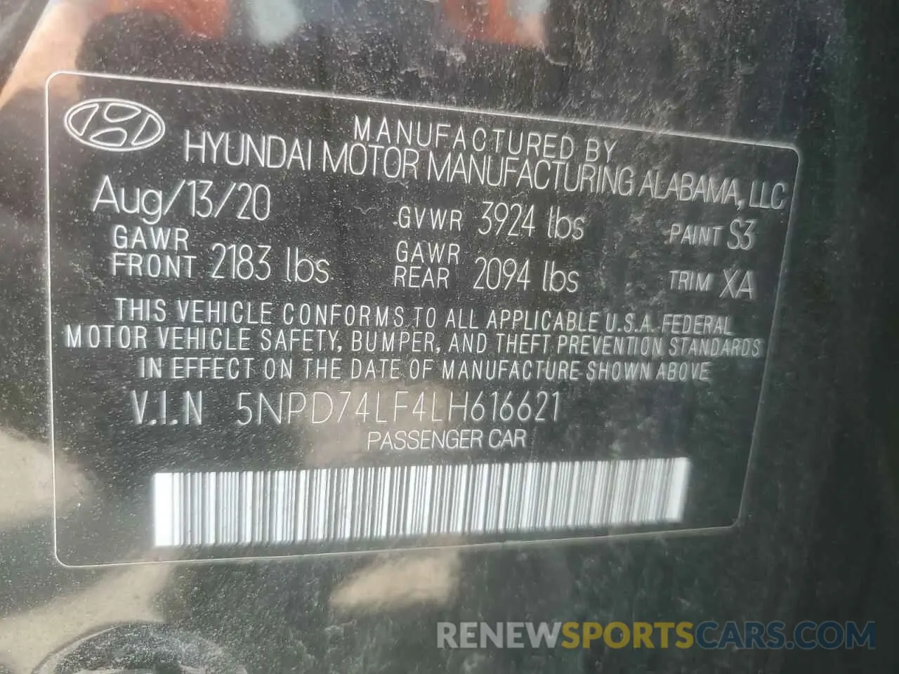 12 Photograph of a damaged car 5NPD74LF4LH616621 HYUNDAI ELANTRA 2020