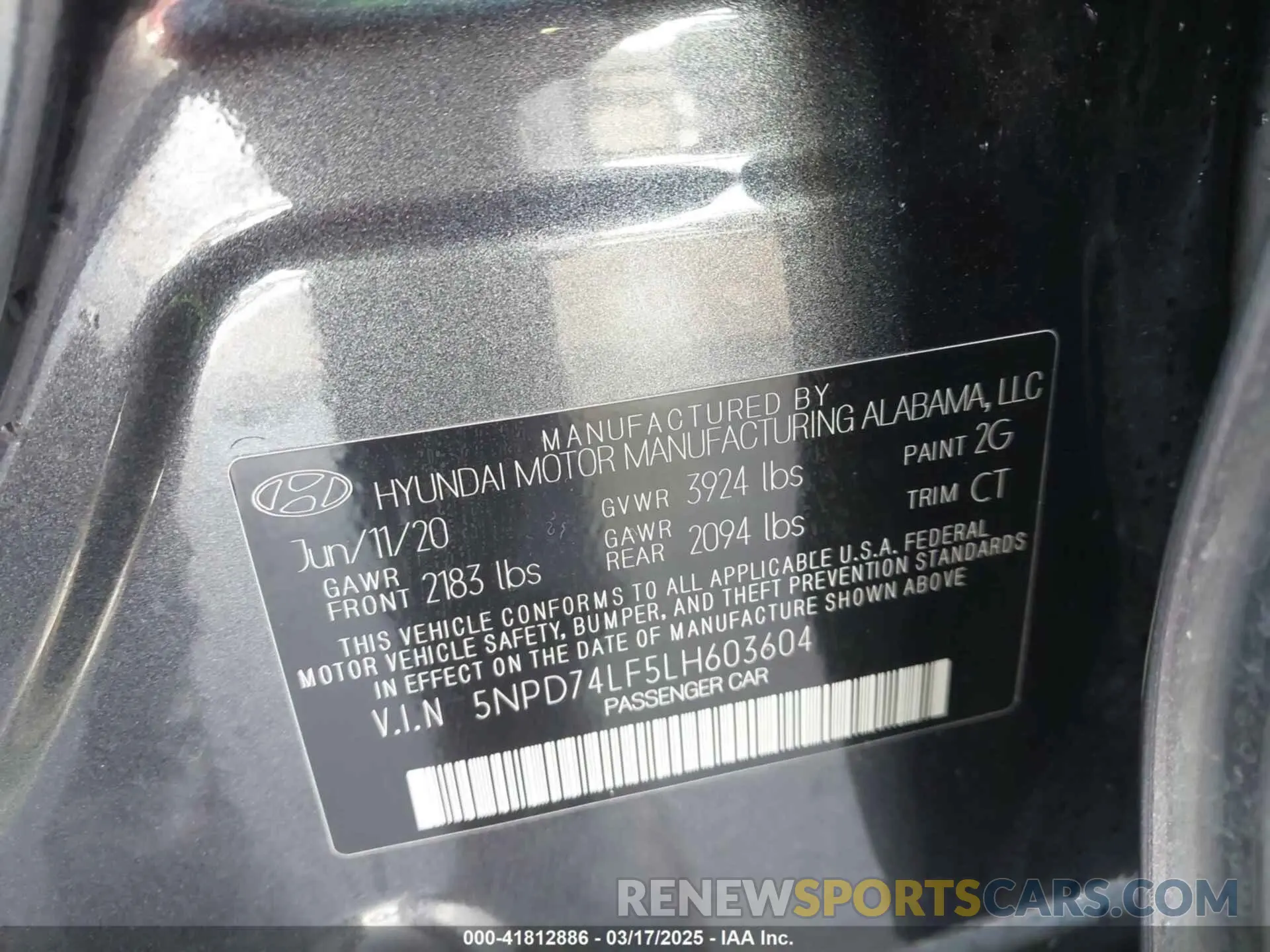 9 Фотография поврежденного автомобиля 5NPD74LF5LH603604 HYUNDAI ELANTRA 2020