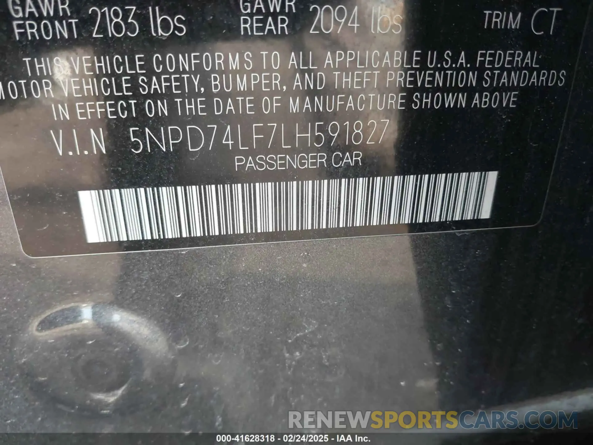 9 Photograph of a damaged car 5NPD74LF7LH591827 HYUNDAI ELANTRA 2020