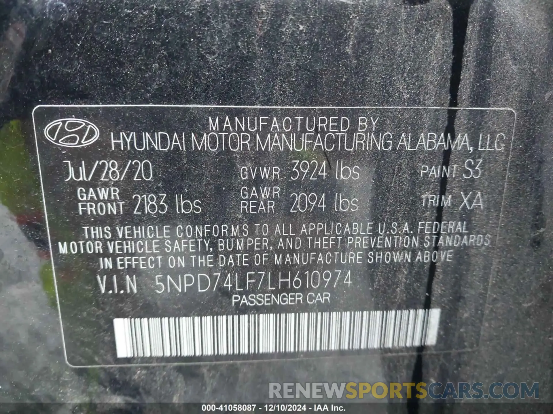 9 Фотография поврежденного автомобиля 5NPD74LF7LH610974 HYUNDAI ELANTRA 2020