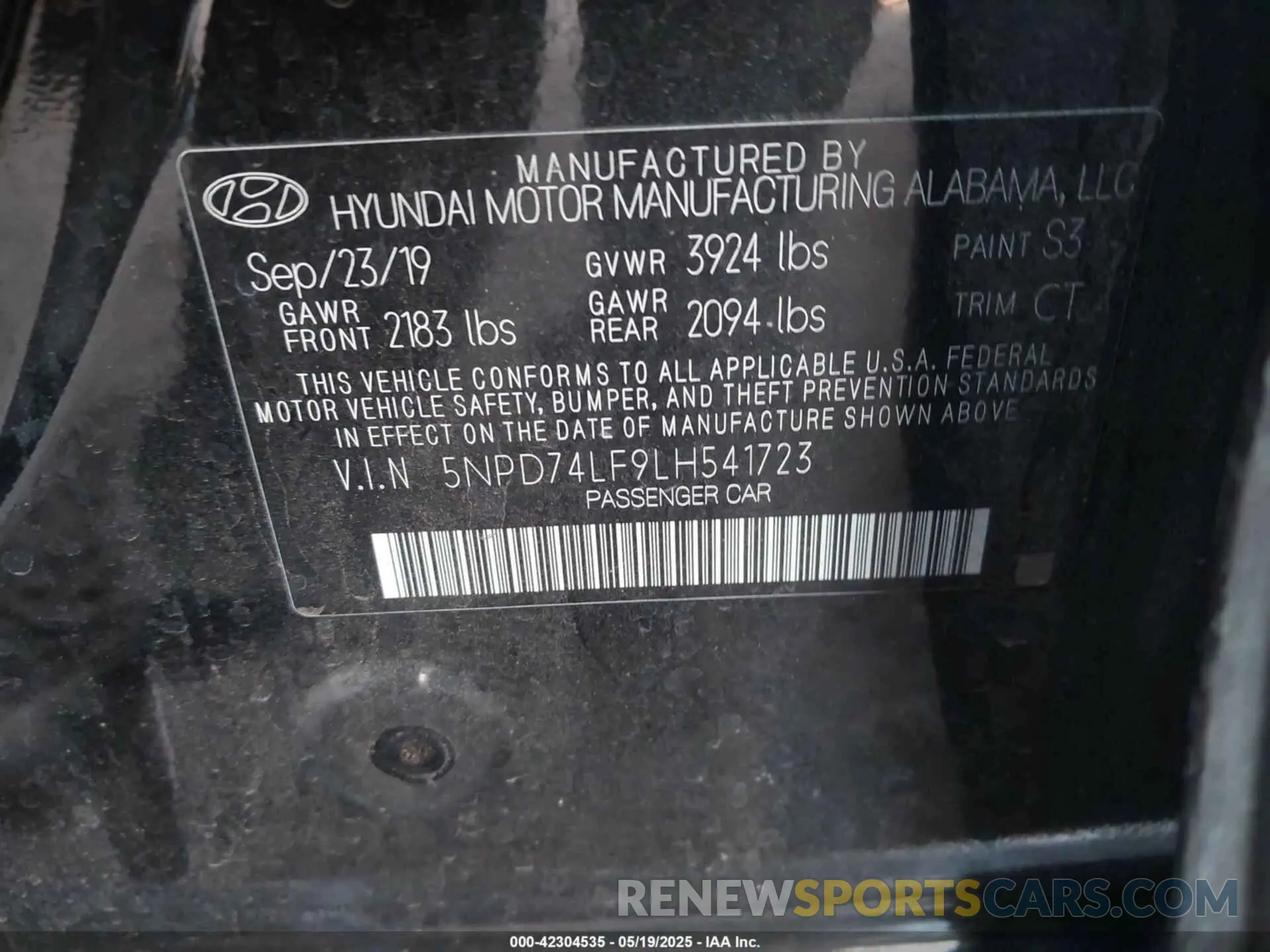9 Photograph of a damaged car 5NPD74LF9LH541723 HYUNDAI ELANTRA 2020