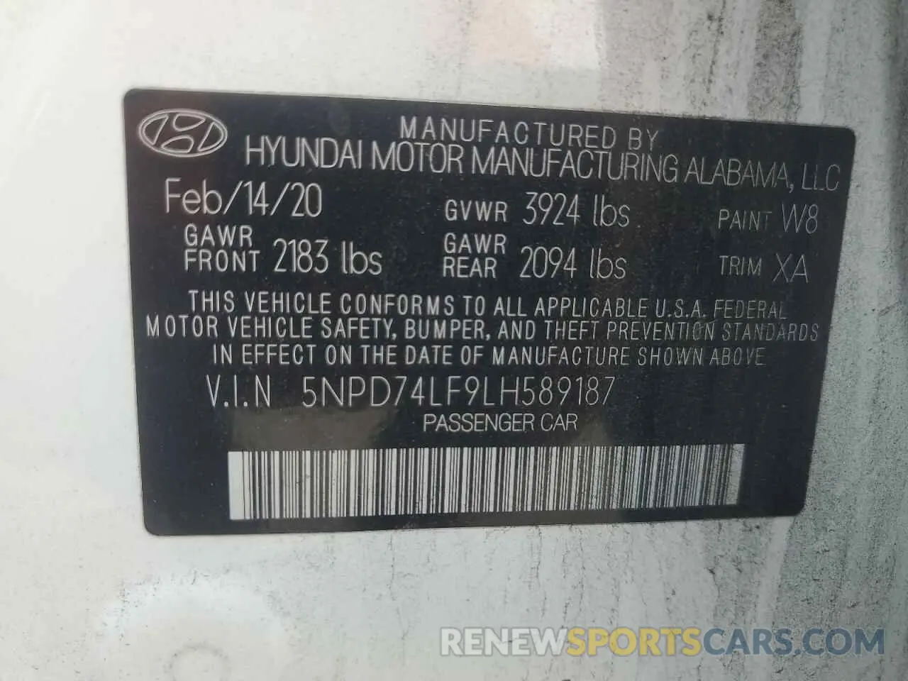 12 Photograph of a damaged car 5NPD74LF9LH589187 HYUNDAI ELANTRA 2020