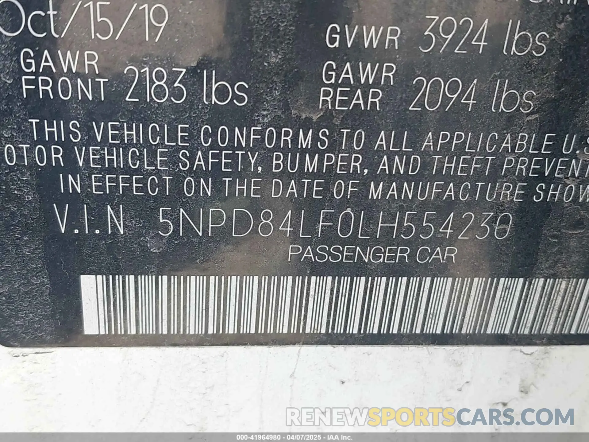 9 Фотография поврежденного автомобиля 5NPD84LF0LH554230 HYUNDAI ELANTRA 2020