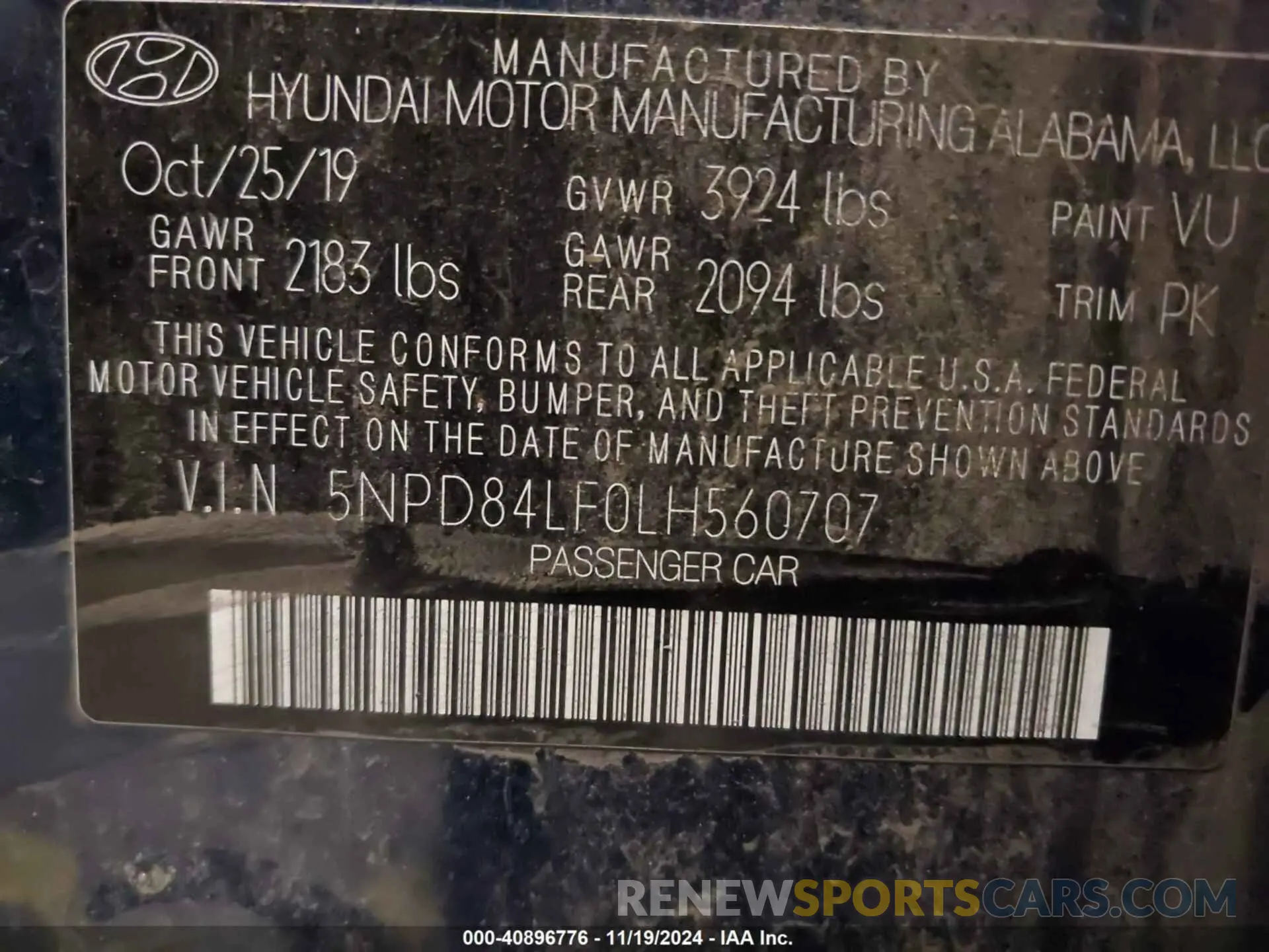 9 Фотография поврежденного автомобиля 5NPD84LF0LH560707 HYUNDAI ELANTRA 2020