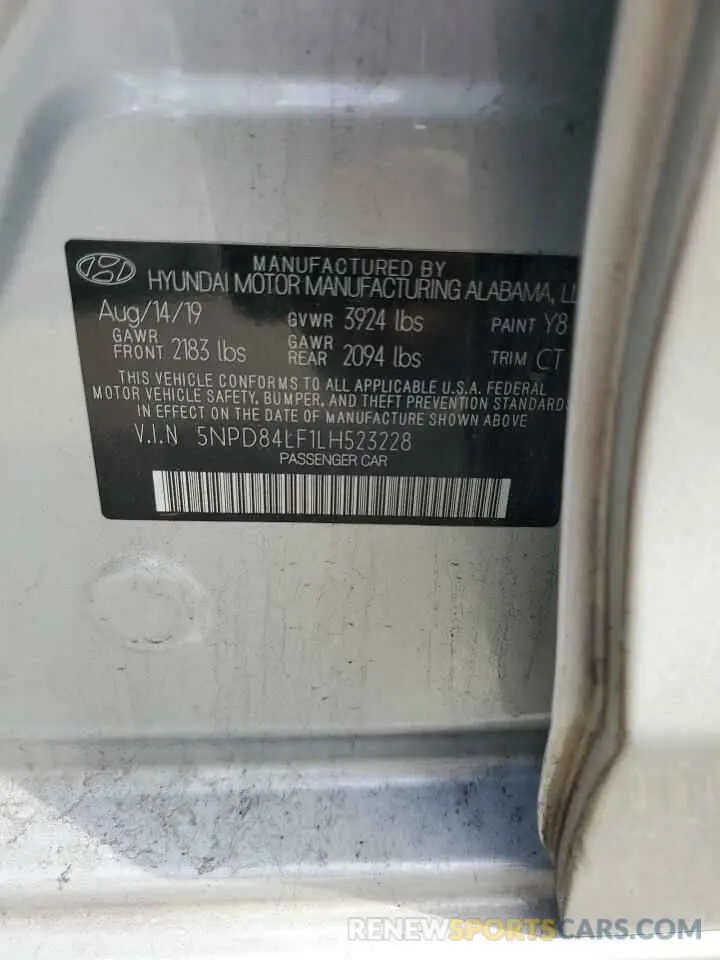 13 Photograph of a damaged car 5NPD84LF1LH523228 HYUNDAI ELANTRA 2020