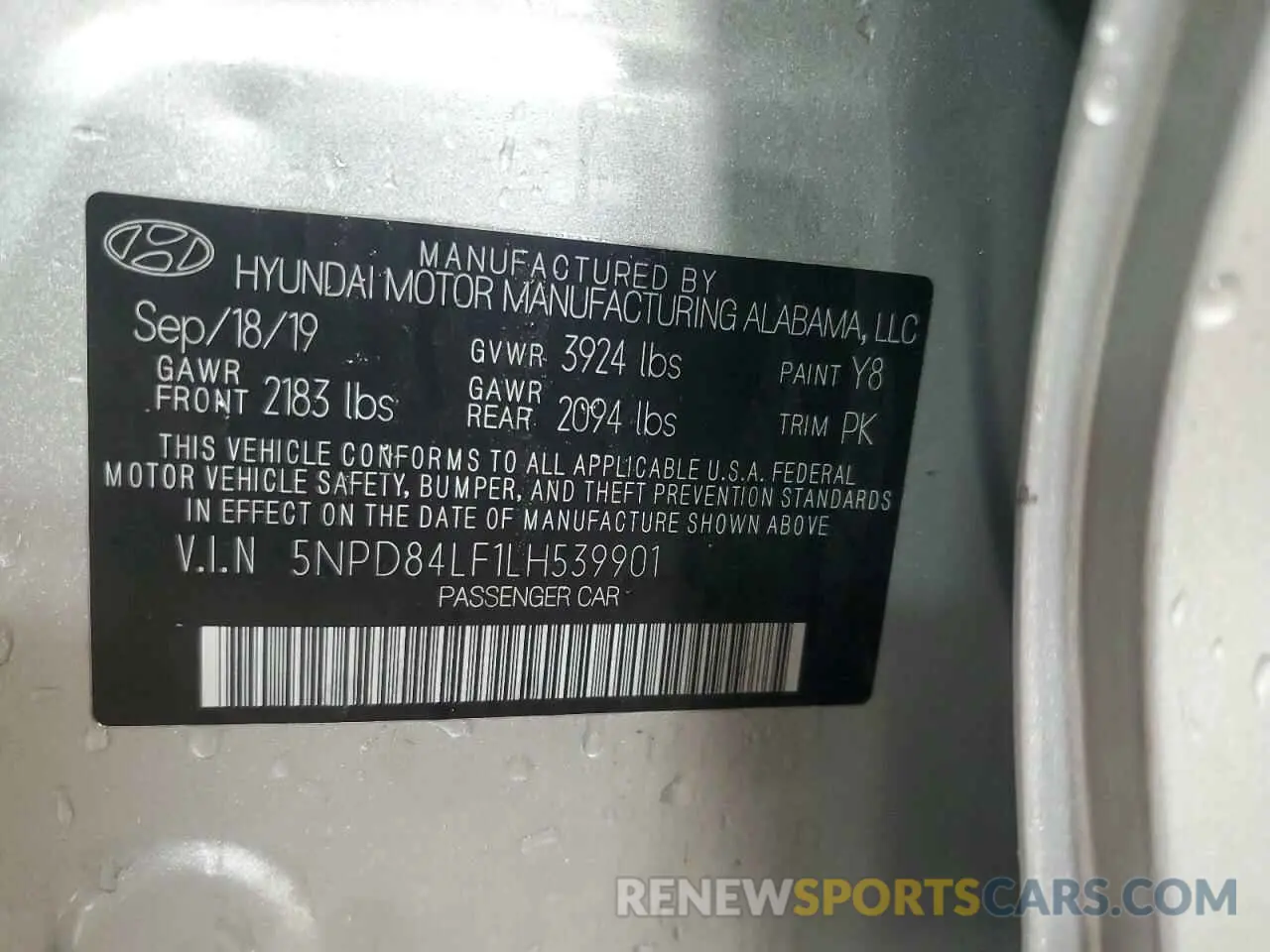 12 Фотография поврежденного автомобиля 5NPD84LF1LH539901 HYUNDAI ELANTRA 2020