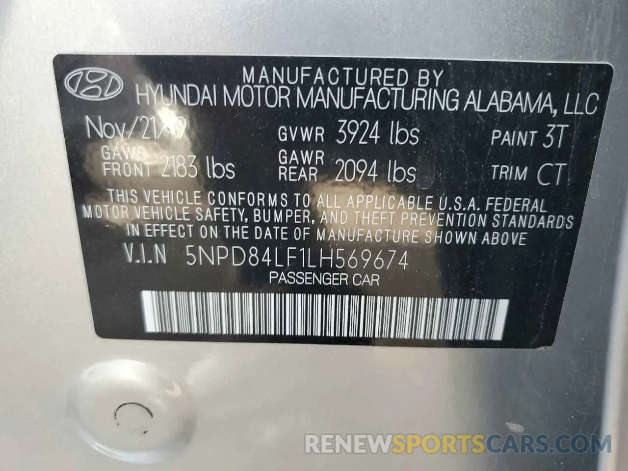 12 Photograph of a damaged car 5NPD84LF1LH569674 HYUNDAI ELANTRA 2020