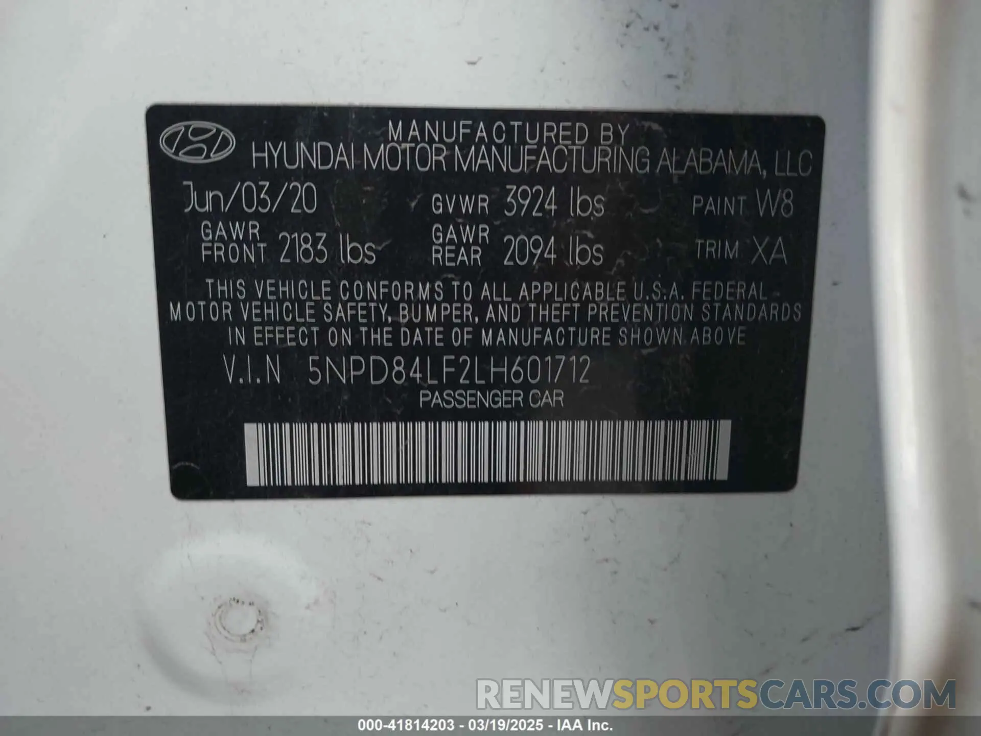 9 Photograph of a damaged car 5NPD84LF2LH601712 HYUNDAI ELANTRA 2020