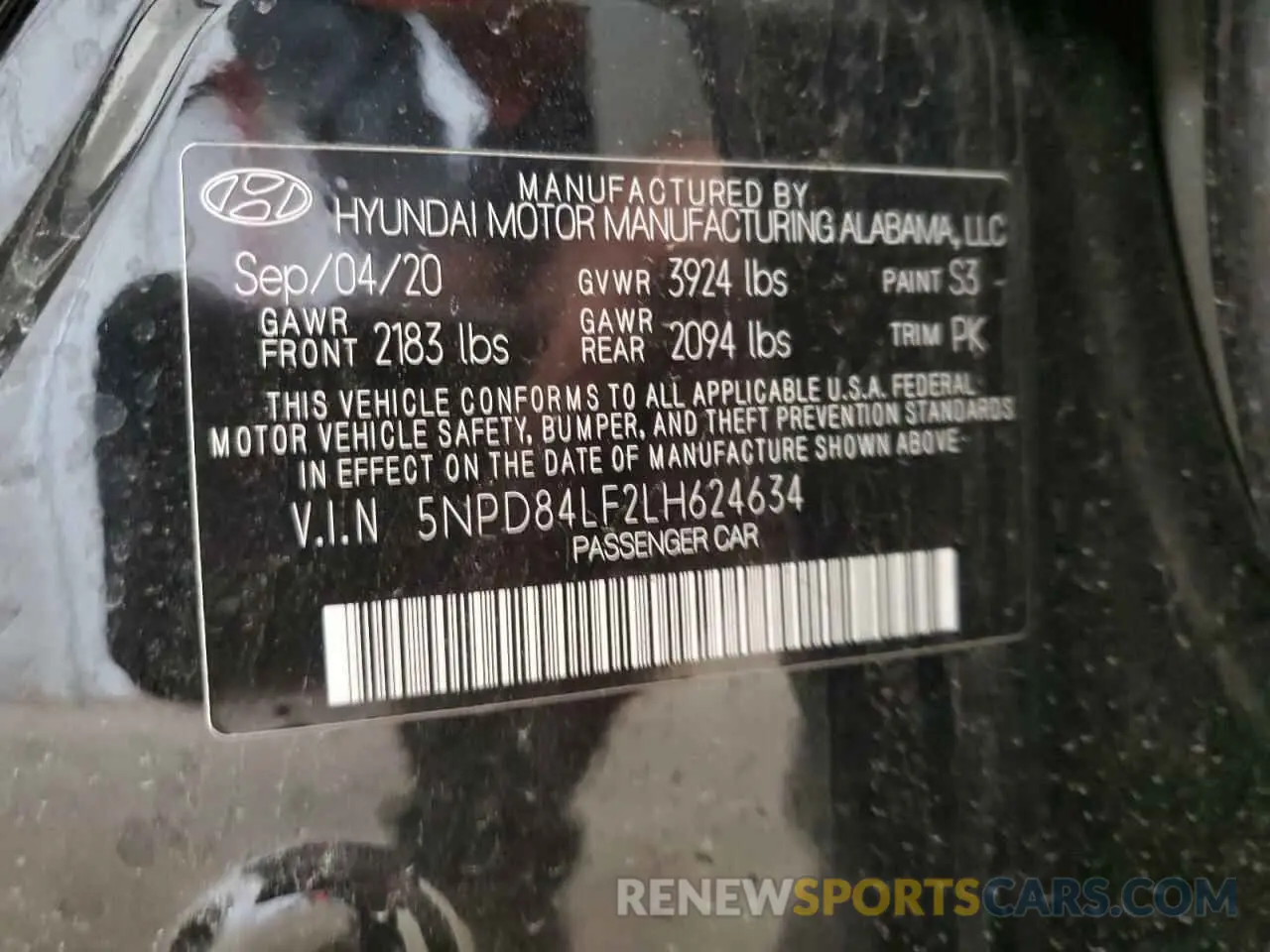 12 Photograph of a damaged car 5NPD84LF2LH624634 HYUNDAI ELANTRA 2020