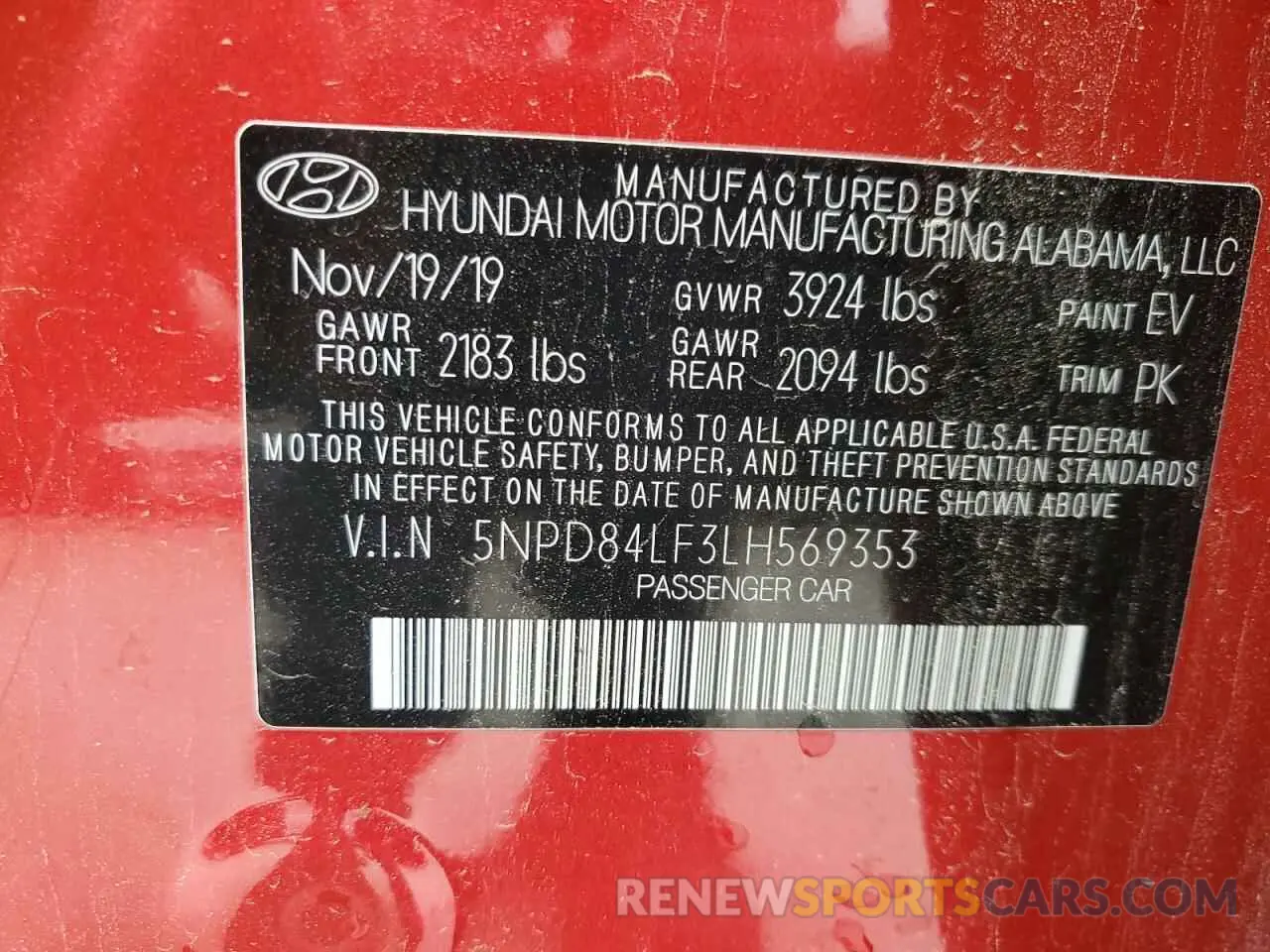 12 Photograph of a damaged car 5NPD84LF3LH569353 HYUNDAI ELANTRA 2020