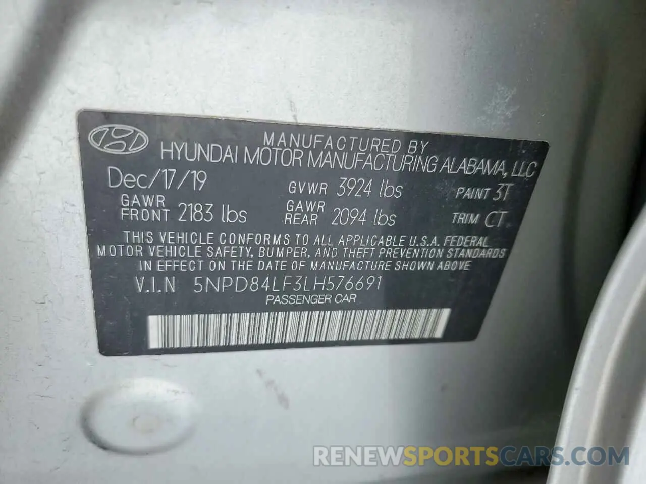 12 Photograph of a damaged car 5NPD84LF3LH576691 HYUNDAI ELANTRA 2020