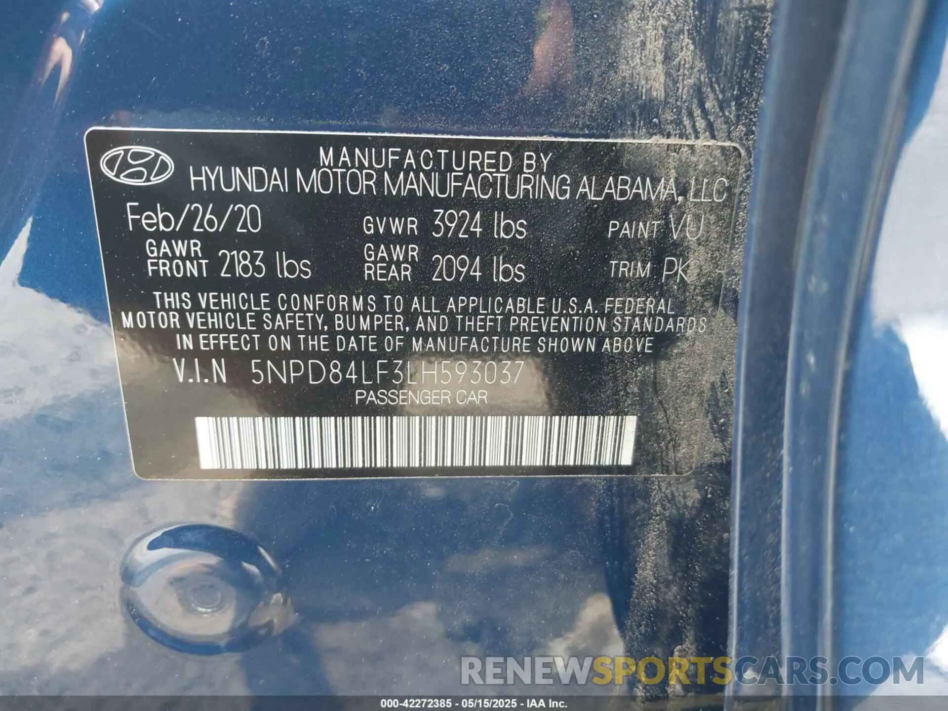 9 Photograph of a damaged car 5NPD84LF3LH593037 HYUNDAI ELANTRA 2020