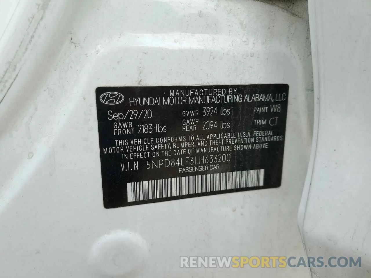 14 Photograph of a damaged car 5NPD84LF3LH633200 HYUNDAI ELANTRA 2020