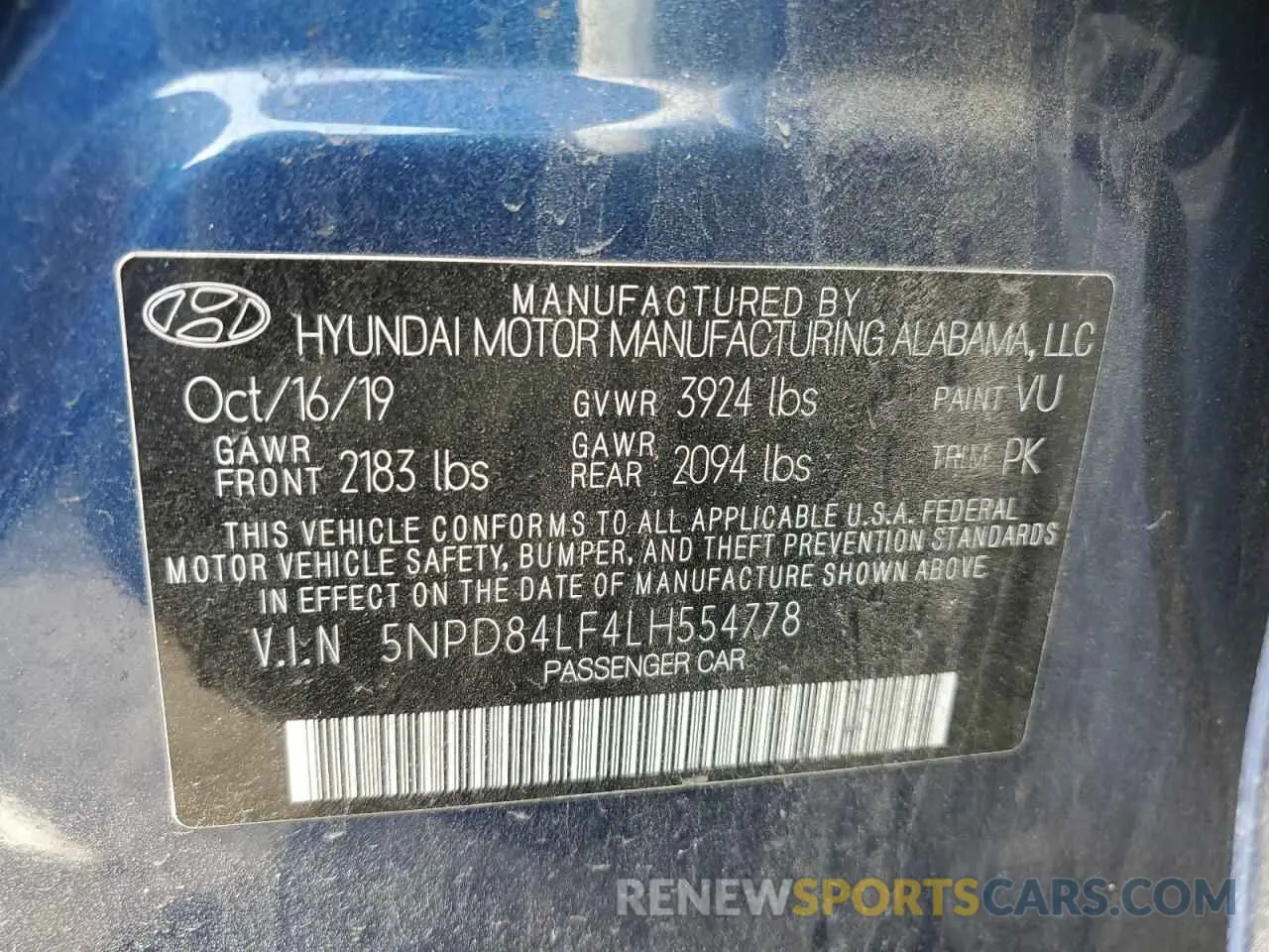 12 Photograph of a damaged car 5NPD84LF4LH554778 HYUNDAI ELANTRA 2020