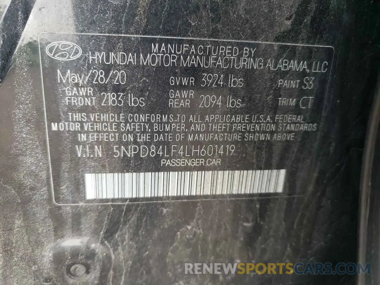 12 Photograph of a damaged car 5NPD84LF4LH601419 HYUNDAI ELANTRA 2020